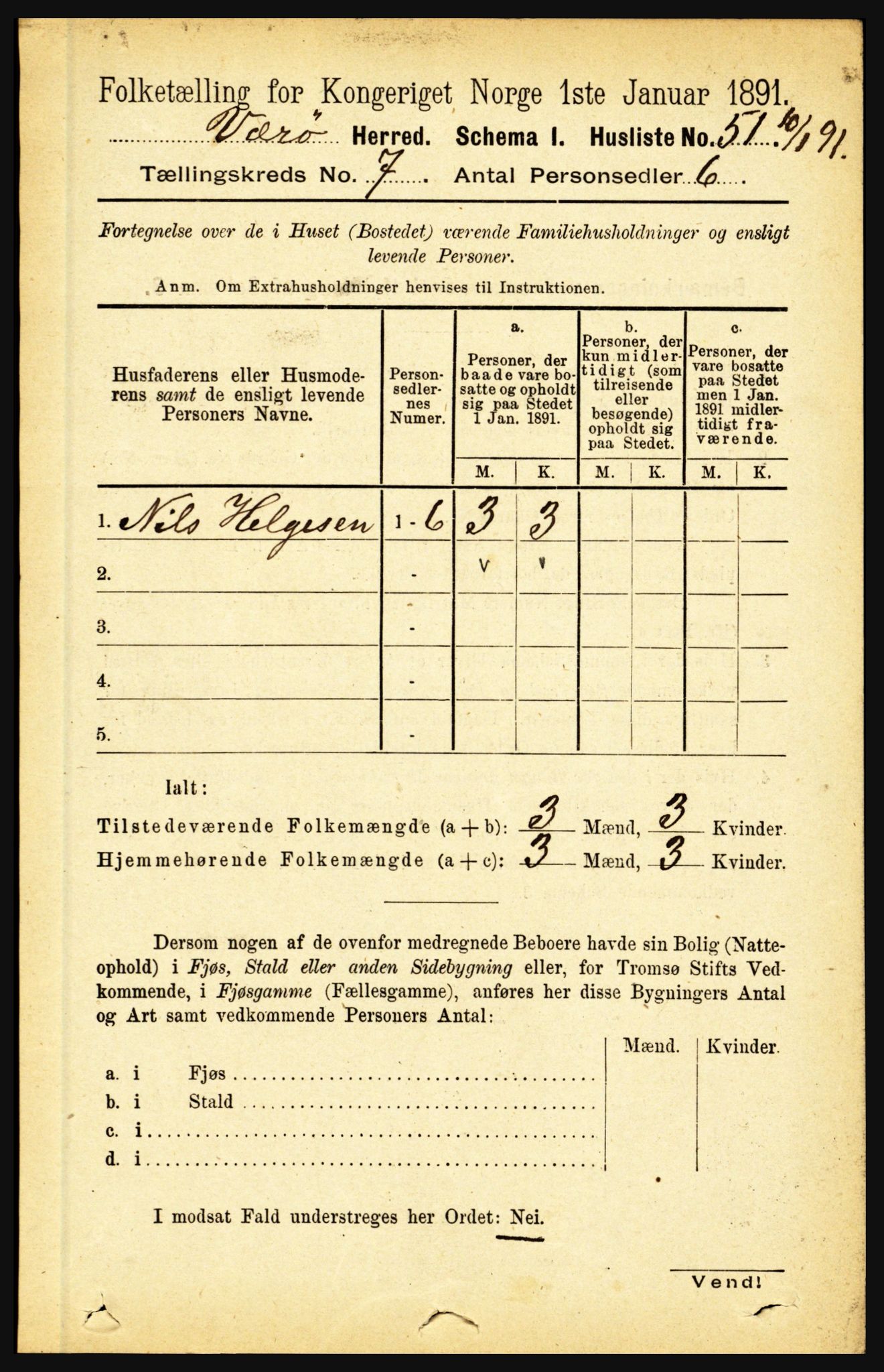 RA, 1891 census for 1857 Værøy, 1891, p. 753