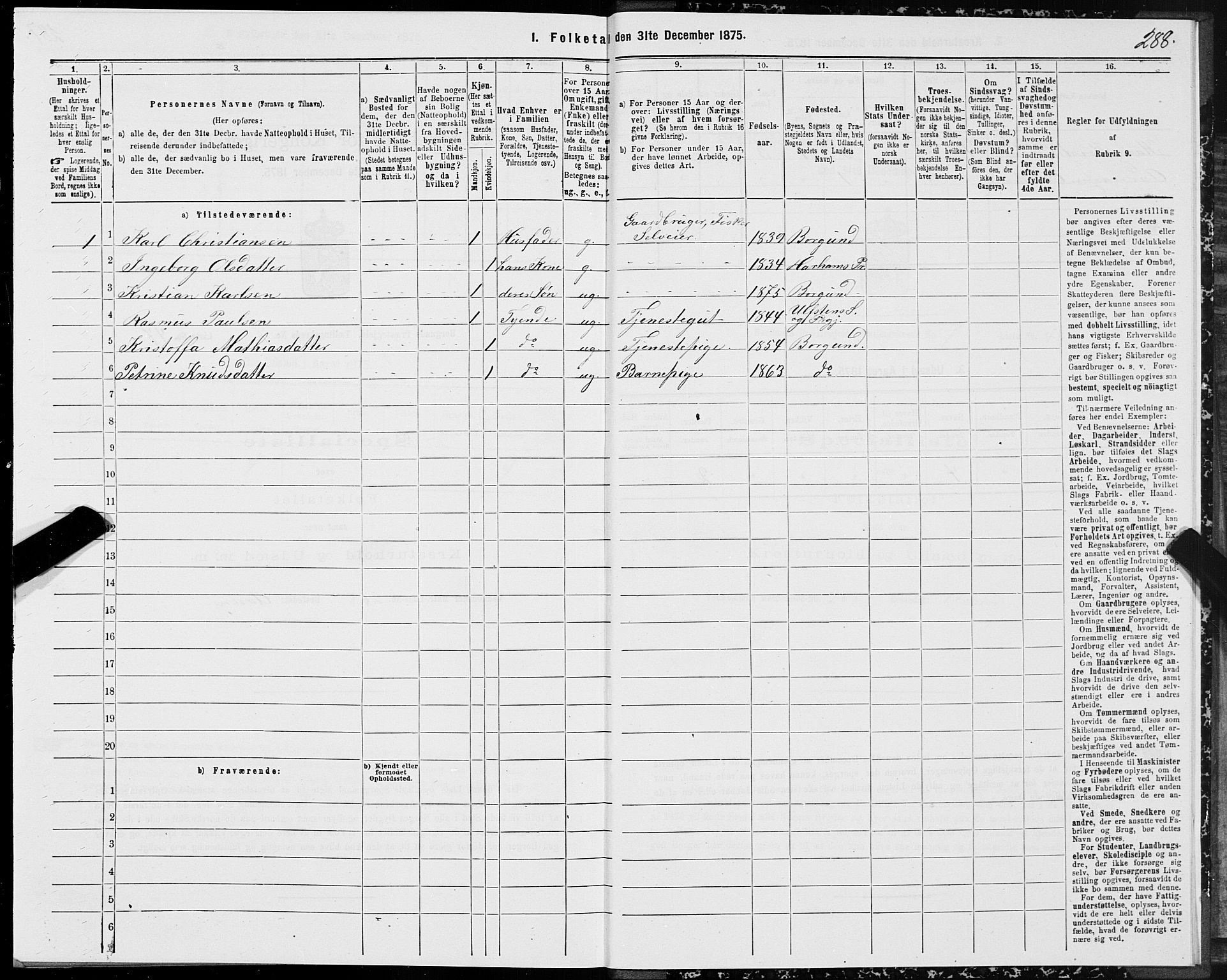 SAT, 1875 census for 1531P Borgund, 1875, p. 4288