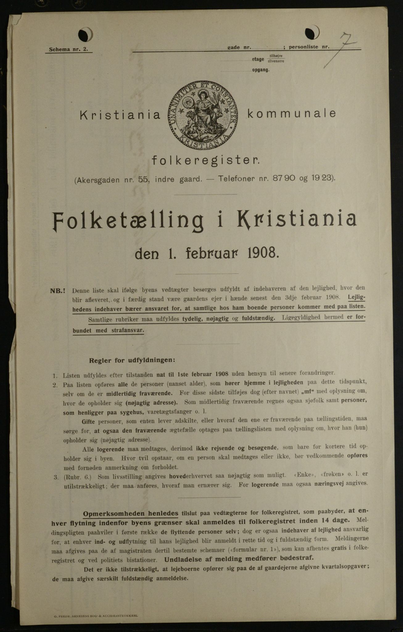 OBA, Municipal Census 1908 for Kristiania, 1908, p. 73013