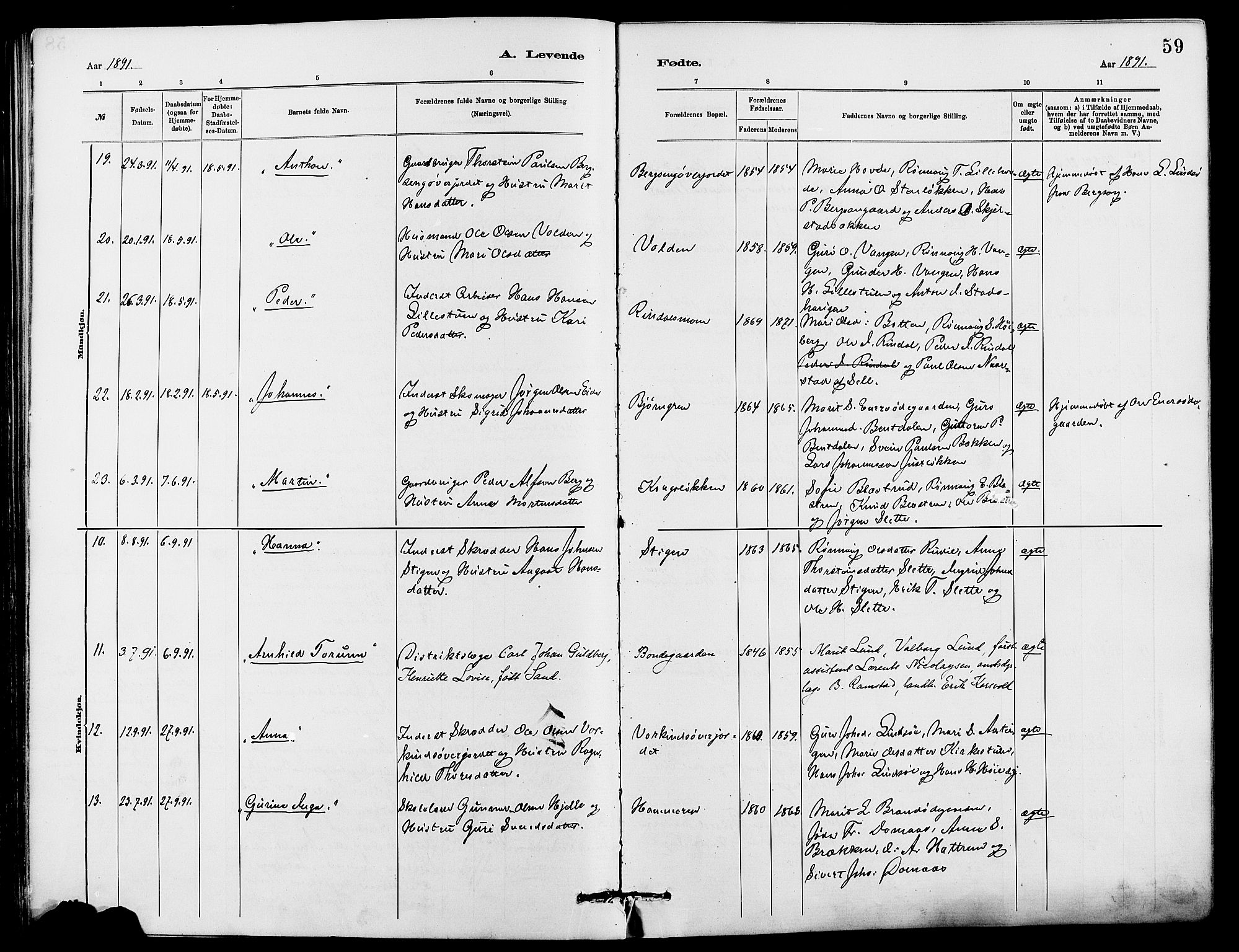 Dovre prestekontor, AV/SAH-PREST-066/H/Ha/Hab/L0002: Parish register (copy) no. 2, 1881-1907, p. 59