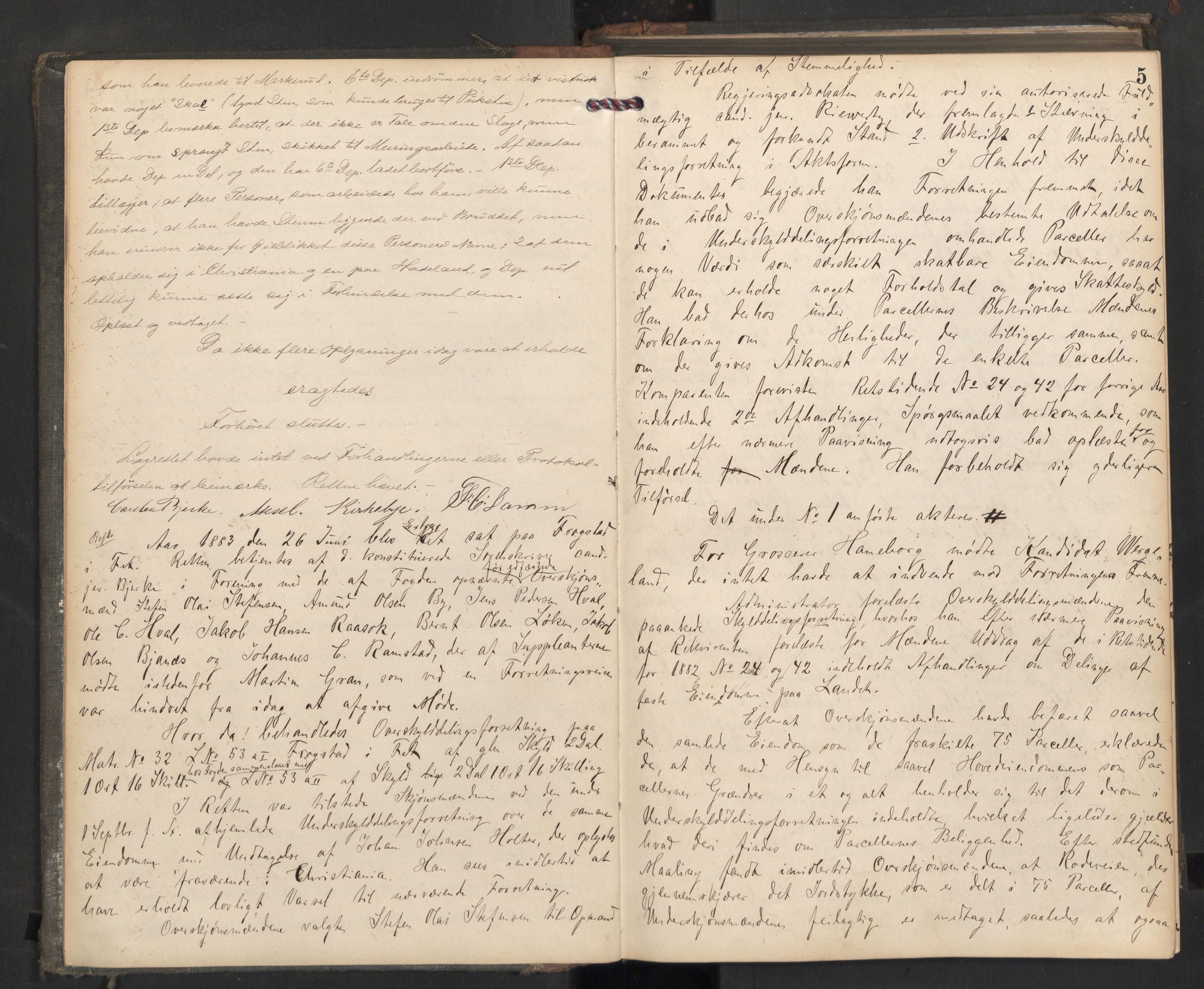 Nedre Romerike sorenskriveri, AV/SAO-A-10469/F/Fc/L0034: Ekstrarettsprotokoll, 1883-1888, p. 4b-5a