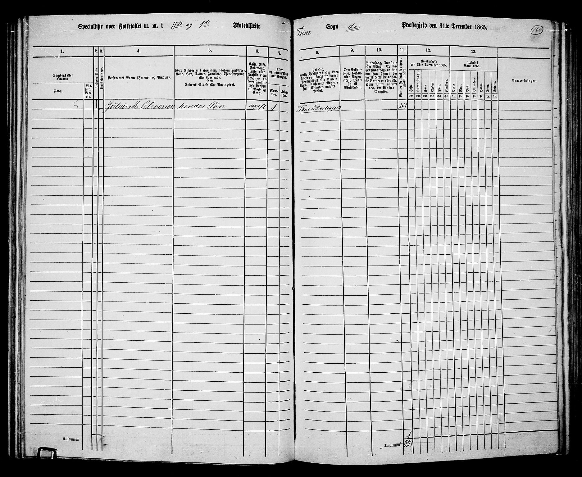 RA, 1865 census for Tune, 1865, p. 150