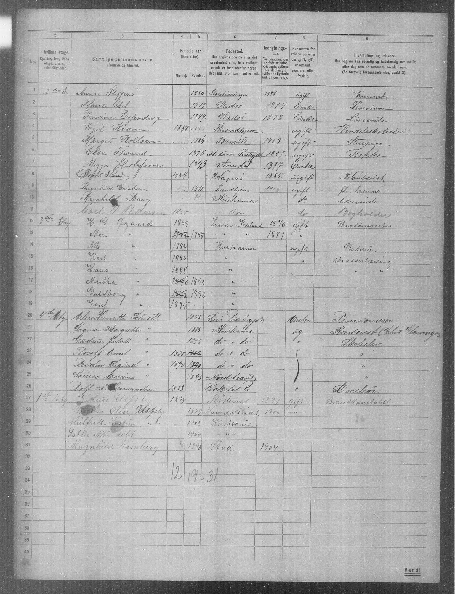 OBA, Municipal Census 1904 for Kristiania, 1904, p. 795