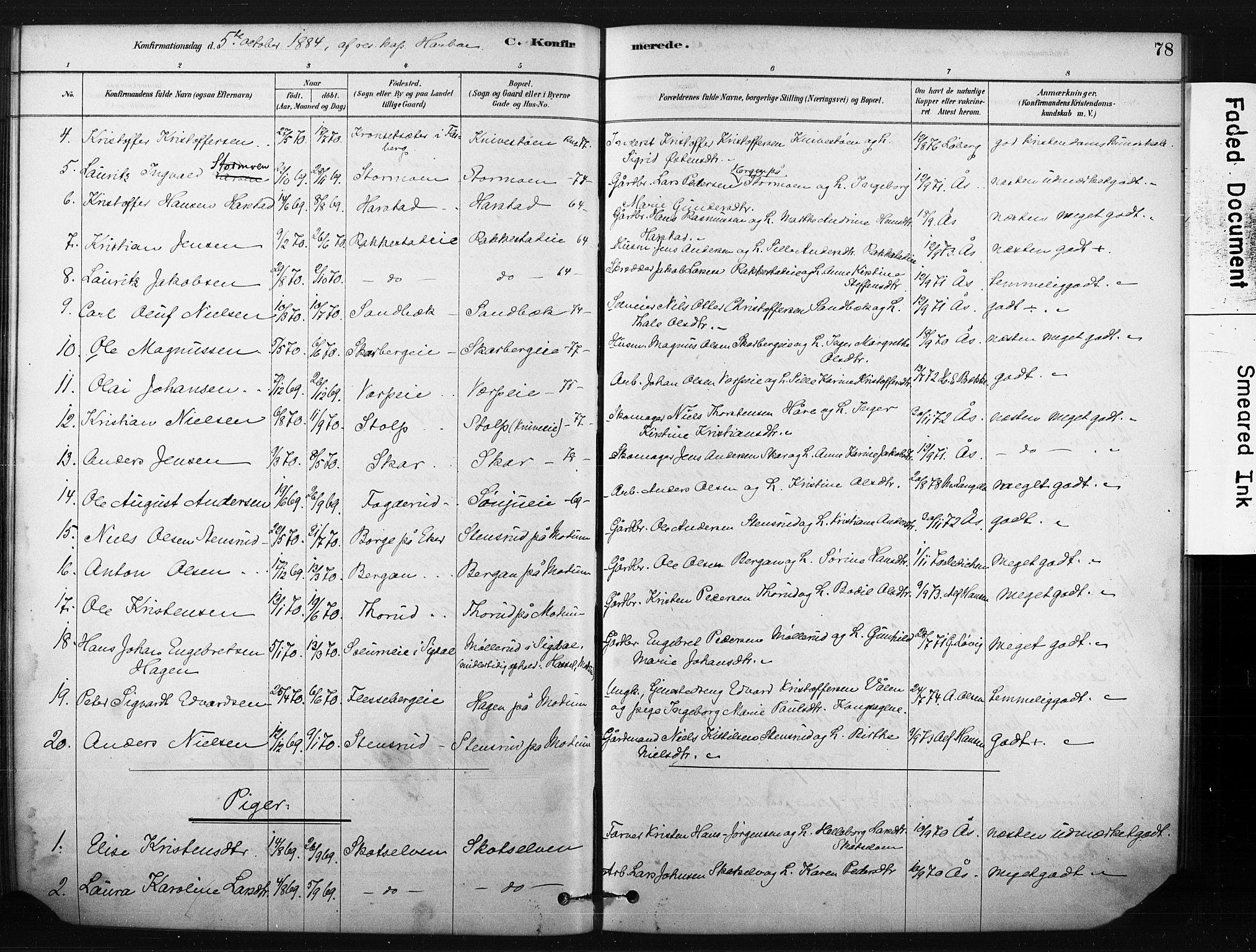 Eiker kirkebøker, SAKO/A-4/F/Fc/L0001: Parish register (official) no. III 1, 1878-1889, p. 78
