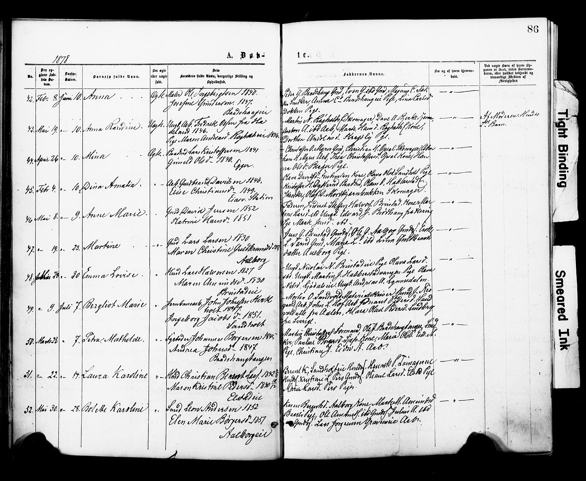 Eidsvoll prestekontor Kirkebøker, SAO/A-10888/F/Fa/L0001: Parish register (official) no. I 1, 1877-1881, p. 86