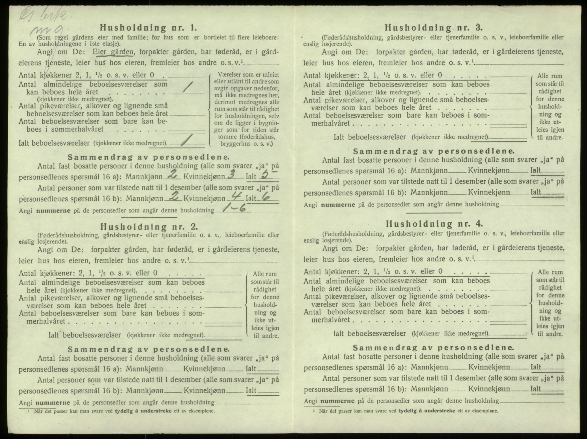 SAB, 1920 census for Selje, 1920, p. 496