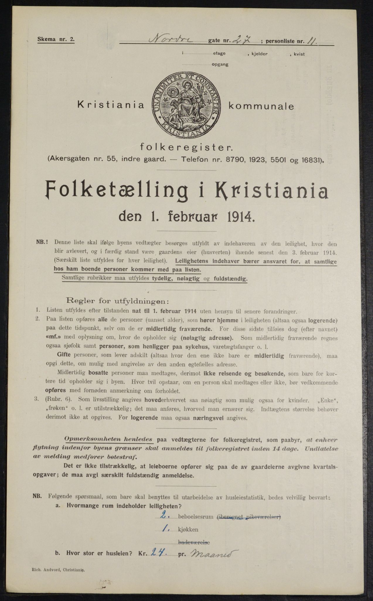 OBA, Municipal Census 1914 for Kristiania, 1914, p. 73358