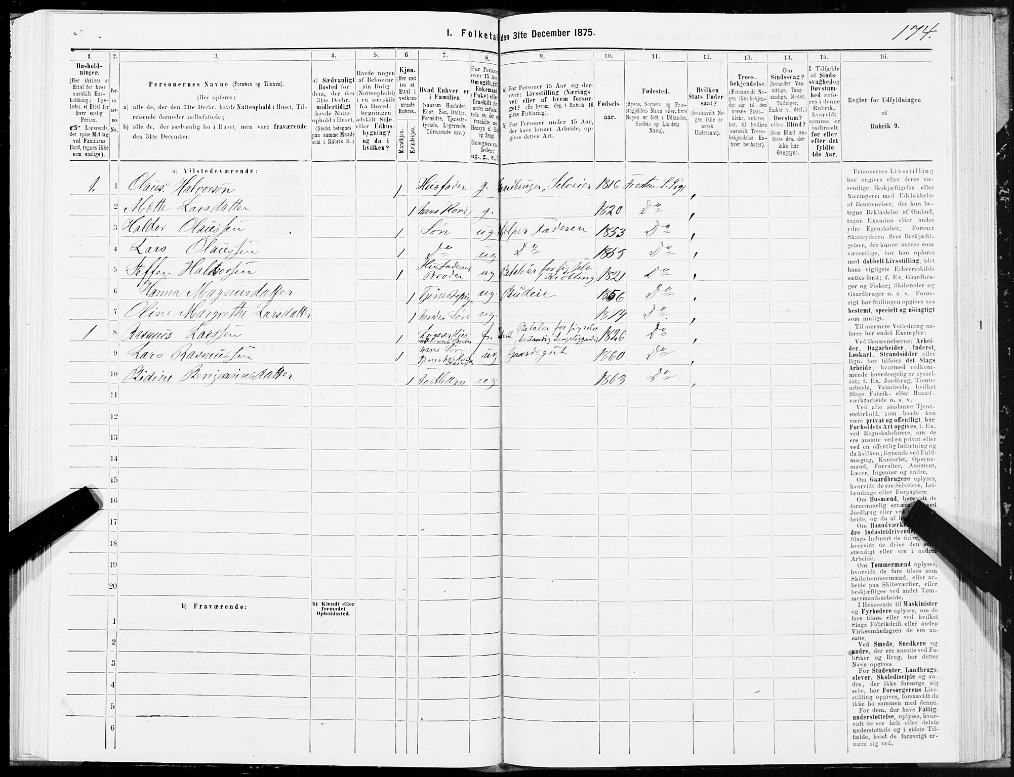 SAT, 1875 census for 1717P Frosta, 1875, p. 4174