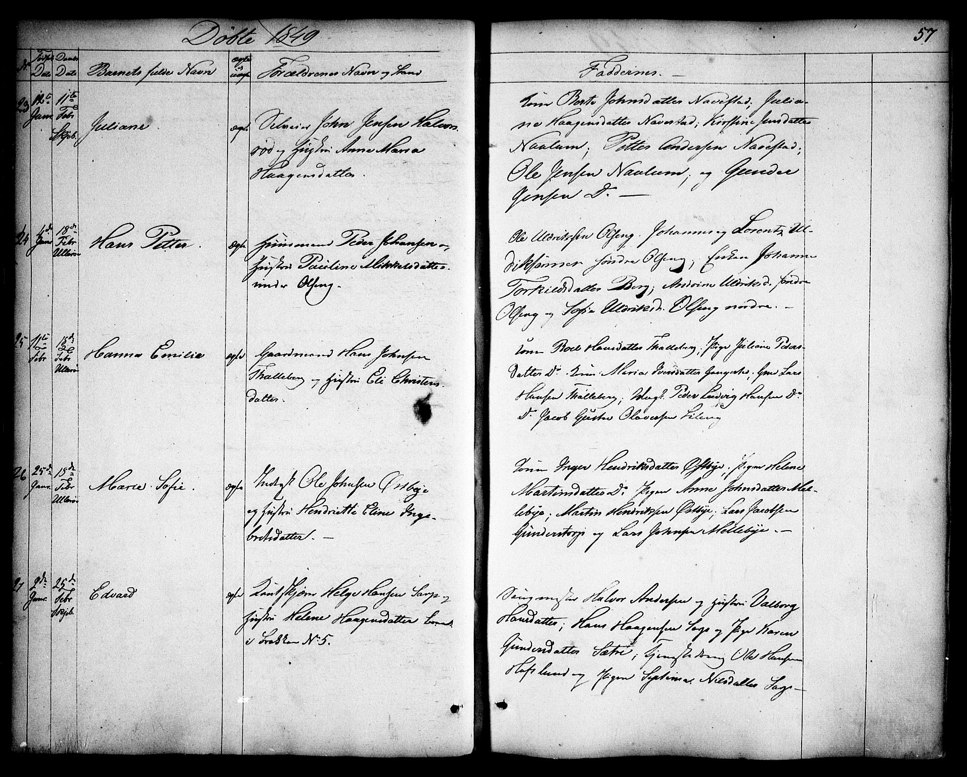 Skjeberg prestekontor Kirkebøker, SAO/A-10923/F/Fa/L0006: Parish register (official) no. I 6, 1846-1858, p. 57