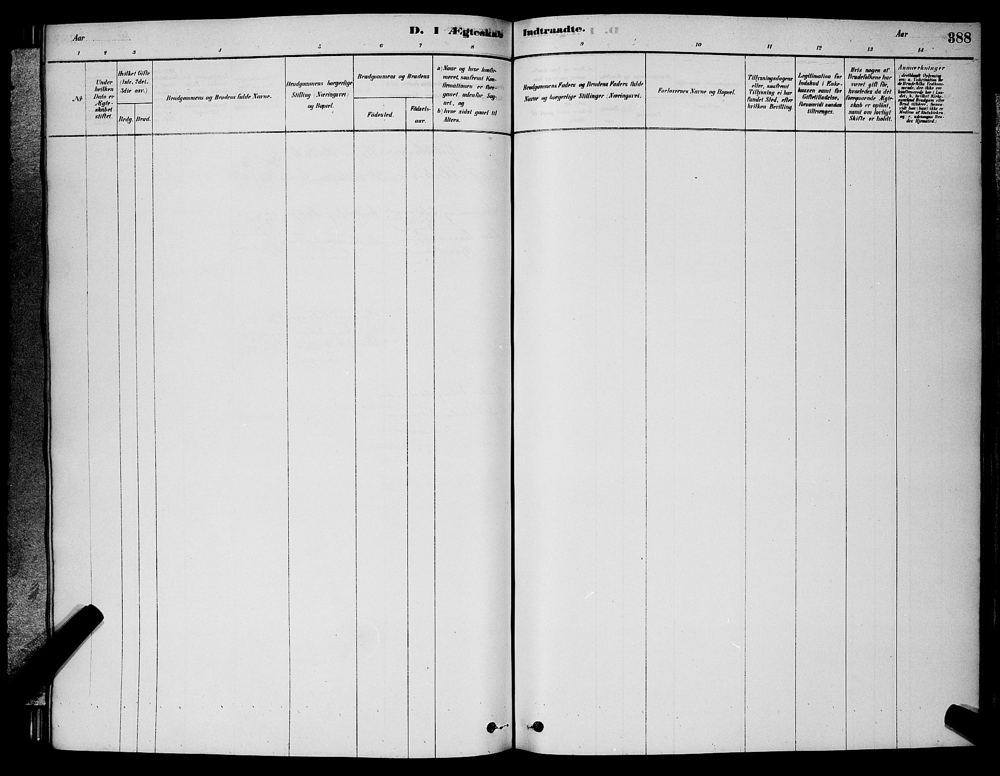 Barbu sokneprestkontor, AV/SAK-1111-0003/F/Fb/L0001: Parish register (copy) no. B 1, 1878-1890, p. 388