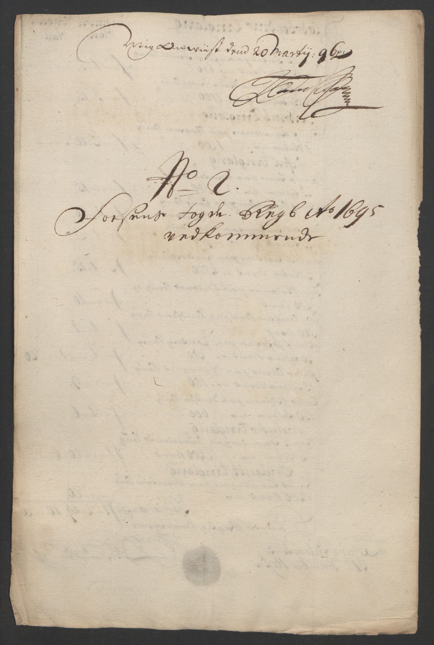 Rentekammeret inntil 1814, Reviderte regnskaper, Fogderegnskap, RA/EA-4092/R57/L3851: Fogderegnskap Fosen, 1695-1696, p. 77