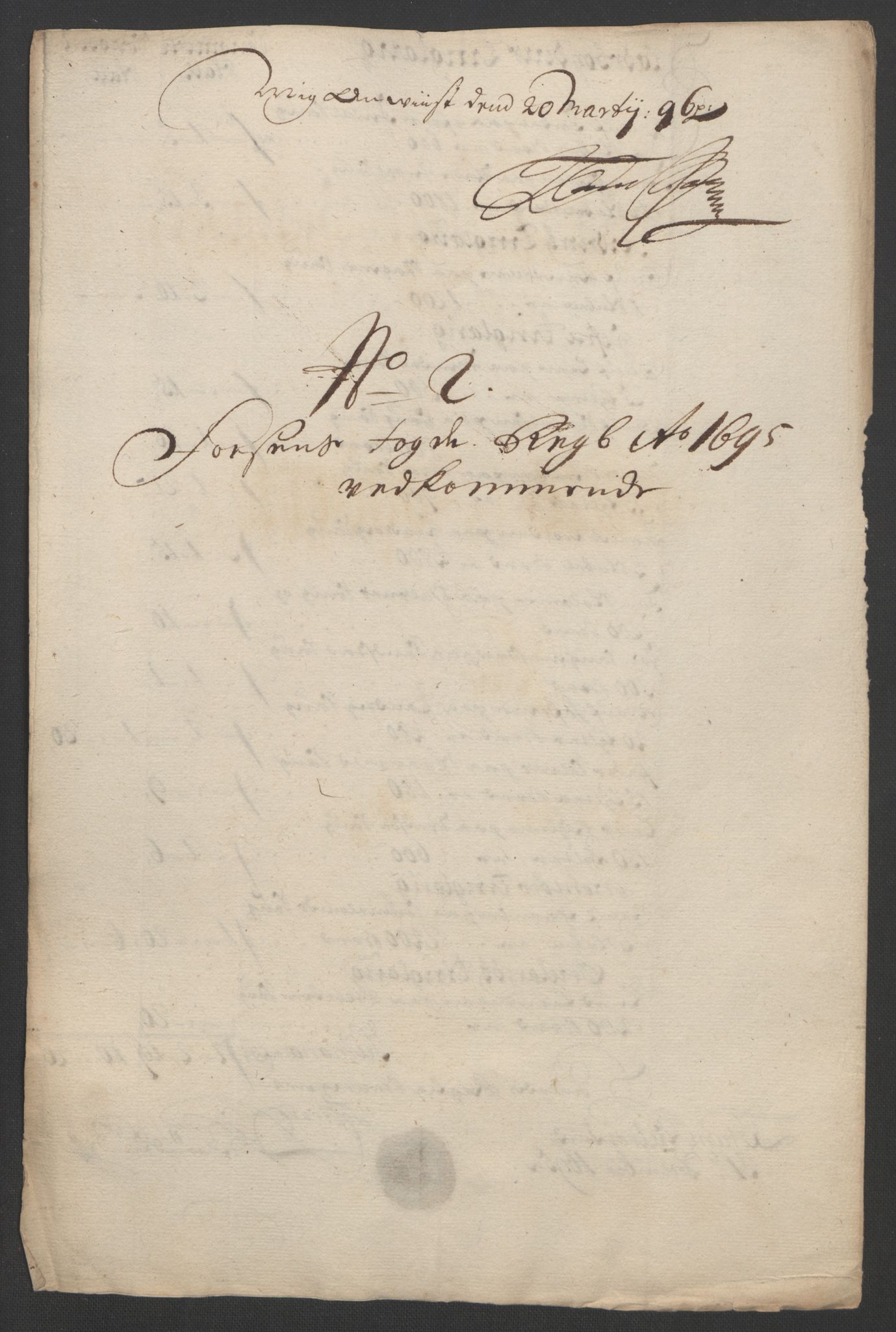 Rentekammeret inntil 1814, Reviderte regnskaper, Fogderegnskap, AV/RA-EA-4092/R57/L3851: Fogderegnskap Fosen, 1695-1696, p. 77