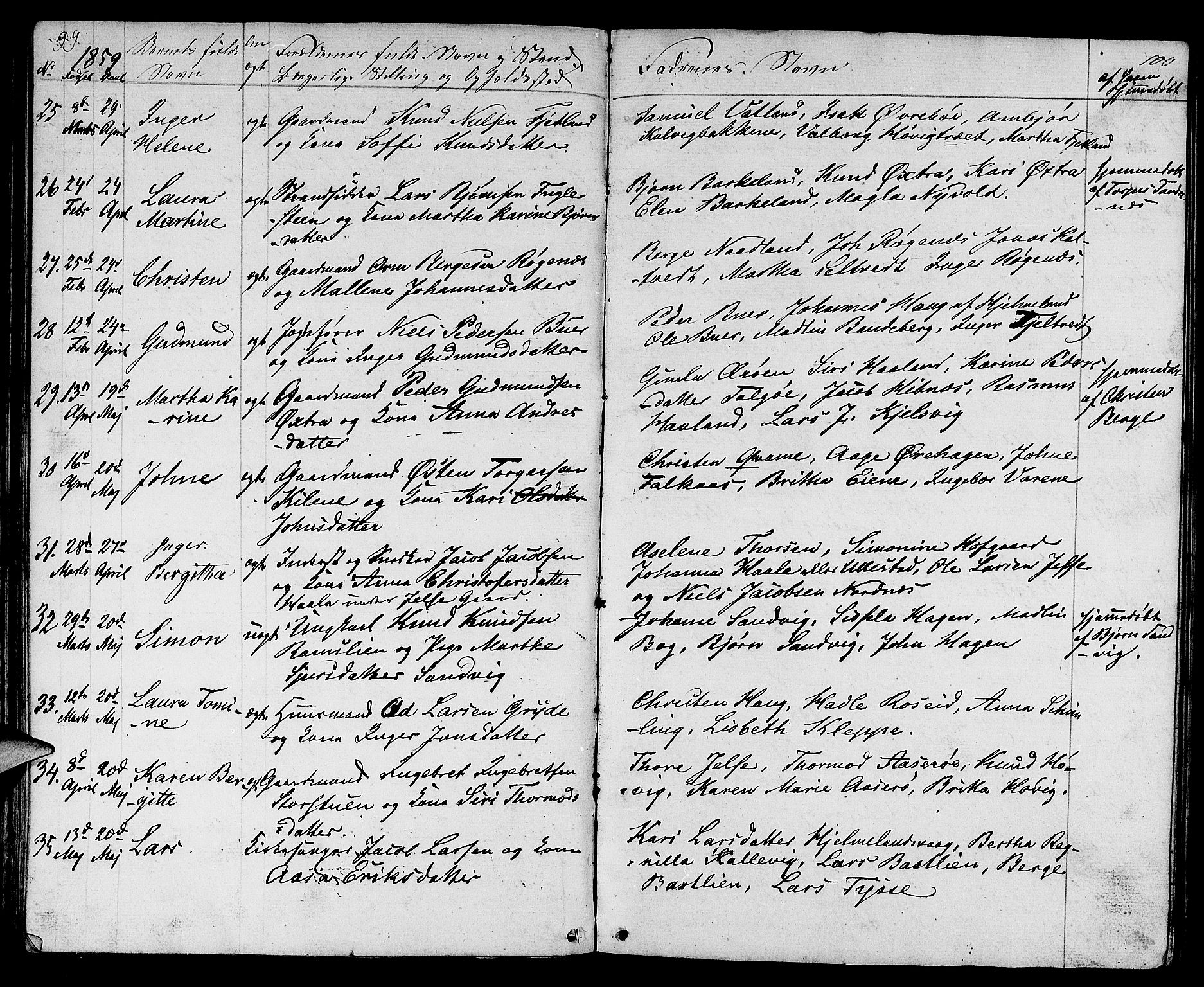 Jelsa sokneprestkontor, SAST/A-101842/01/V: Parish register (copy) no. B 2, 1852-1863, p. 99-100