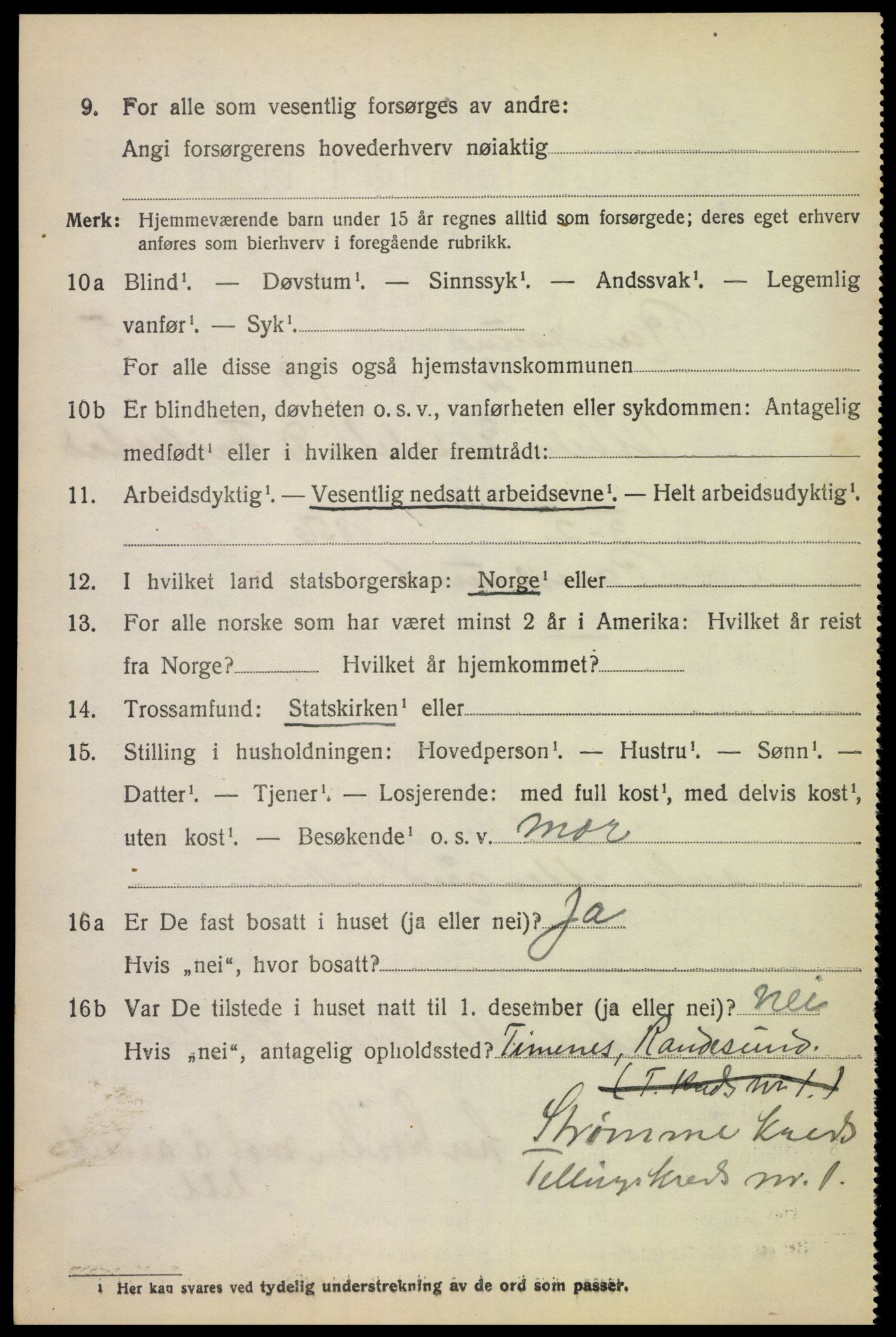 SAK, 1920 census for Randesund, 1920, p. 2331
