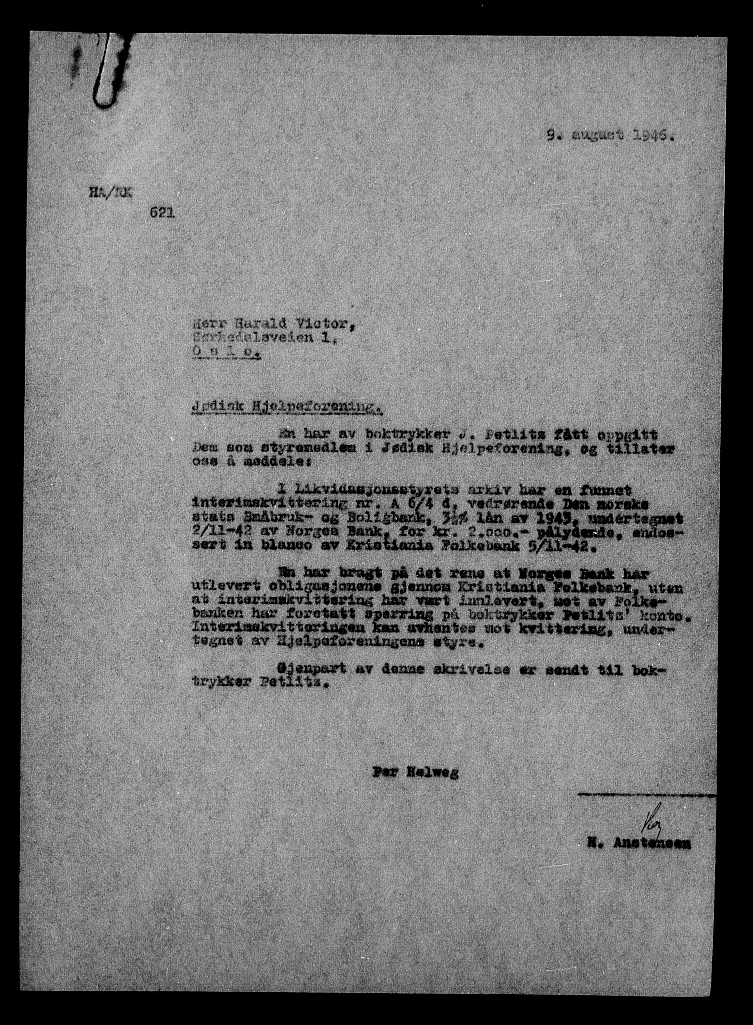 Justisdepartementet, Tilbakeføringskontoret for inndratte formuer, AV/RA-S-1564/H/Hc/Hcc/L0930: --, 1945-1947, p. 96