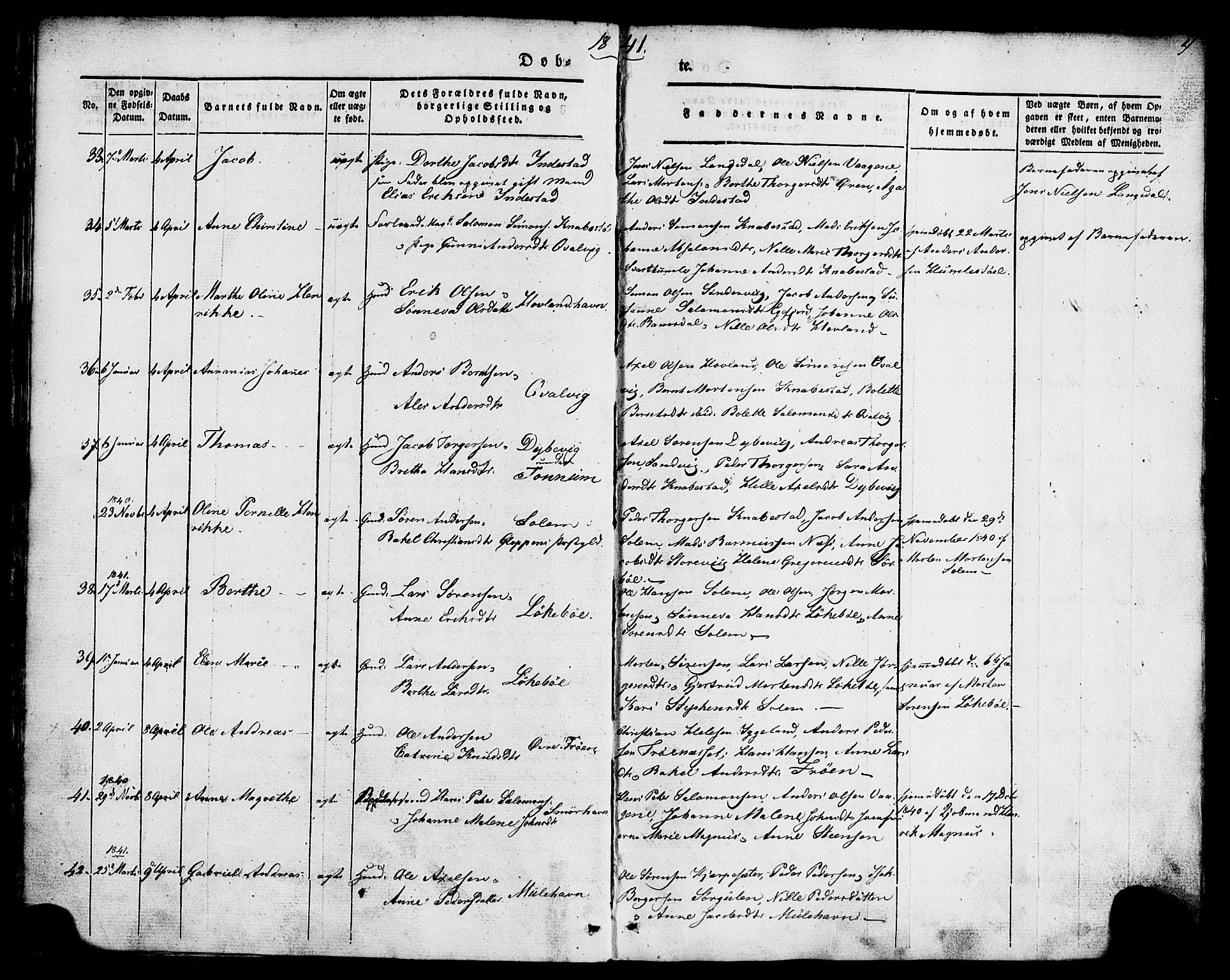 Kinn sokneprestembete, AV/SAB-A-80801/H/Haa/Haaa/L0005: Parish register (official) no. A 5, 1841-1857, p. 4