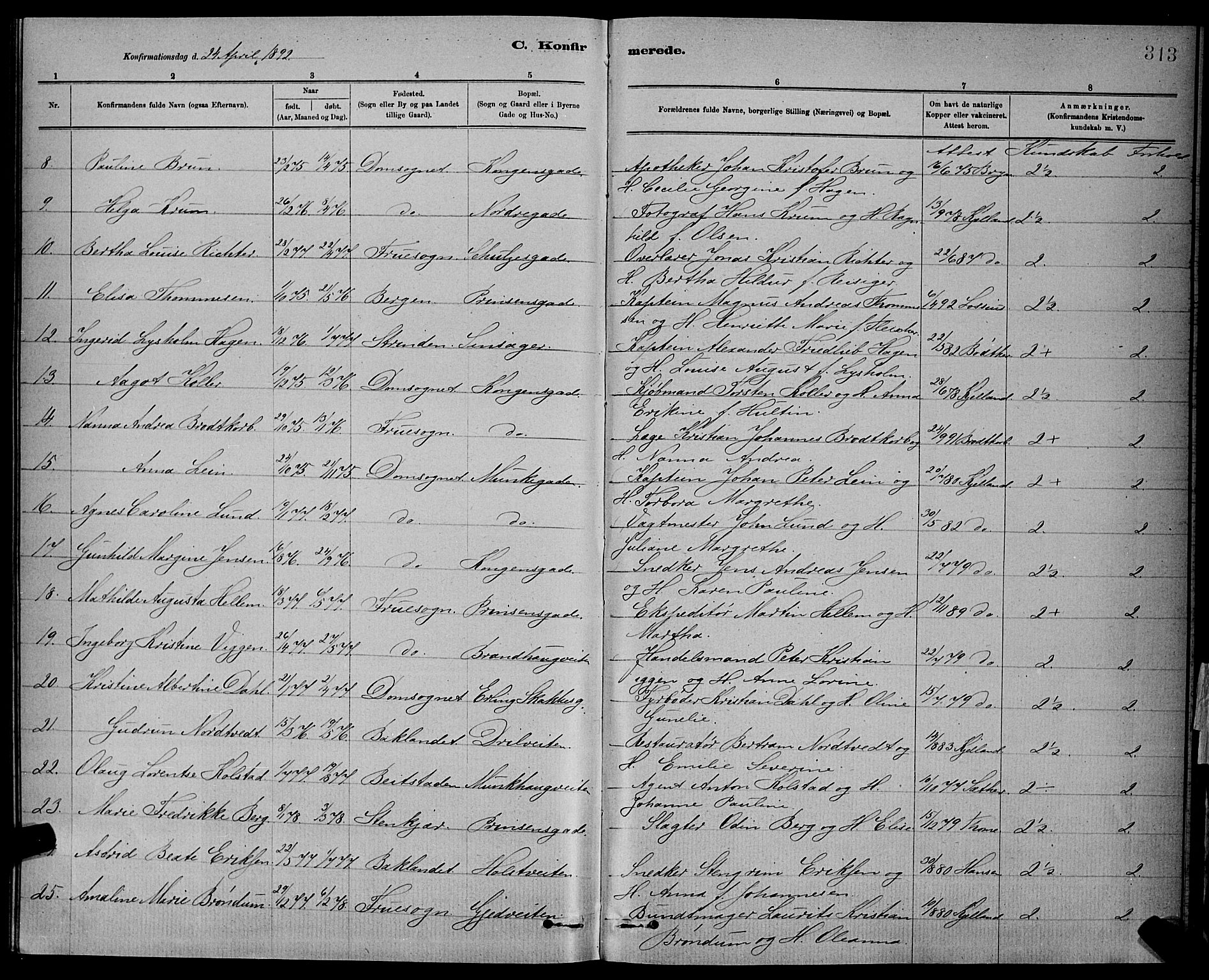 Ministerialprotokoller, klokkerbøker og fødselsregistre - Sør-Trøndelag, AV/SAT-A-1456/601/L0092: Parish register (copy) no. 601C10, 1884-1897, p. 313