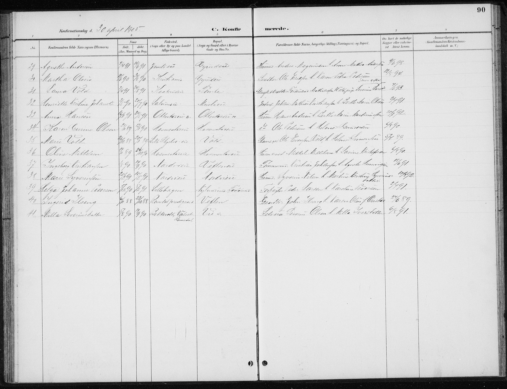 Stange prestekontor, AV/SAH-PREST-002/L/L0010: Parish register (copy) no. 10, 1894-1905, p. 90