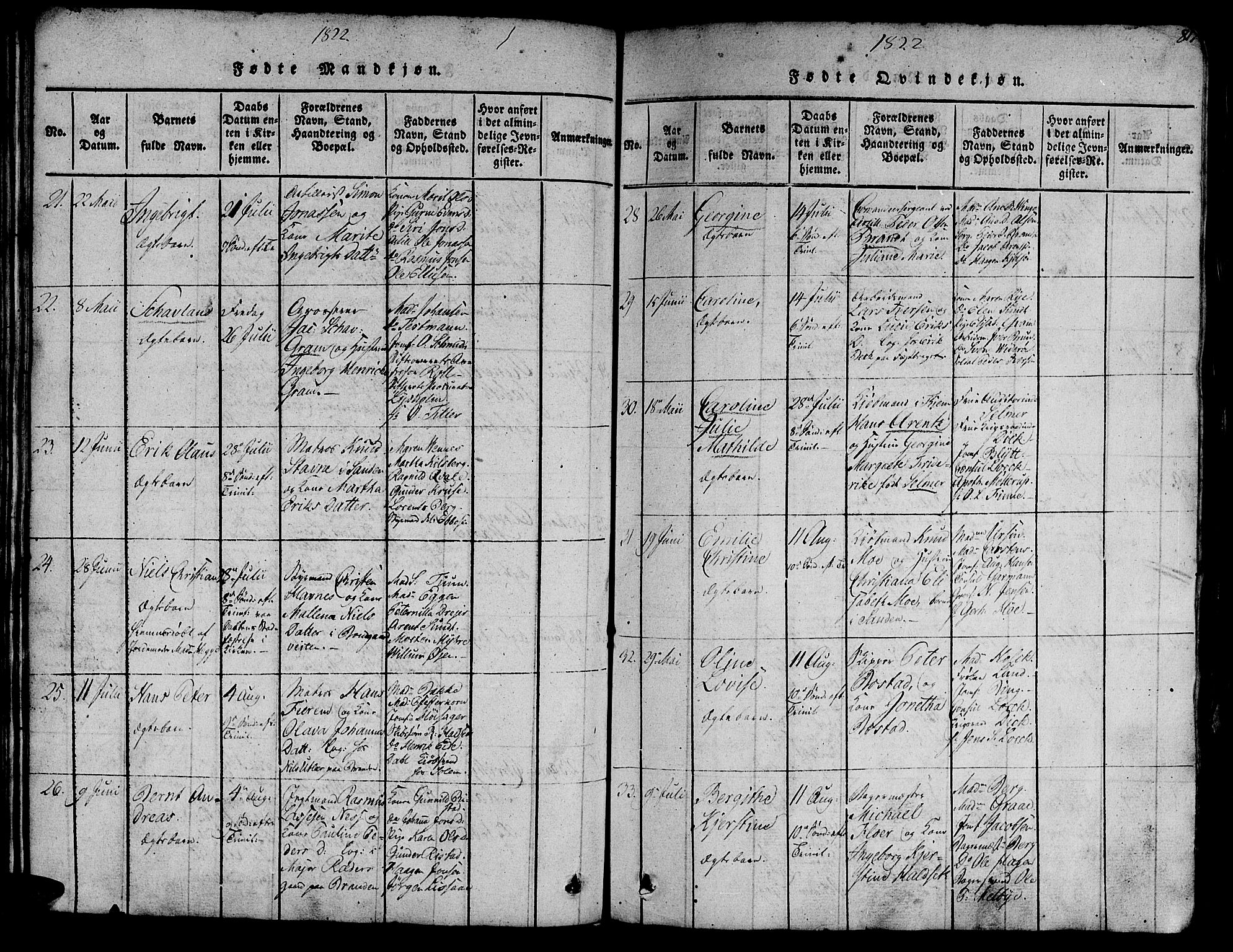 Ministerialprotokoller, klokkerbøker og fødselsregistre - Sør-Trøndelag, SAT/A-1456/602/L0135: Parish register (copy) no. 602C03, 1815-1832, p. 81