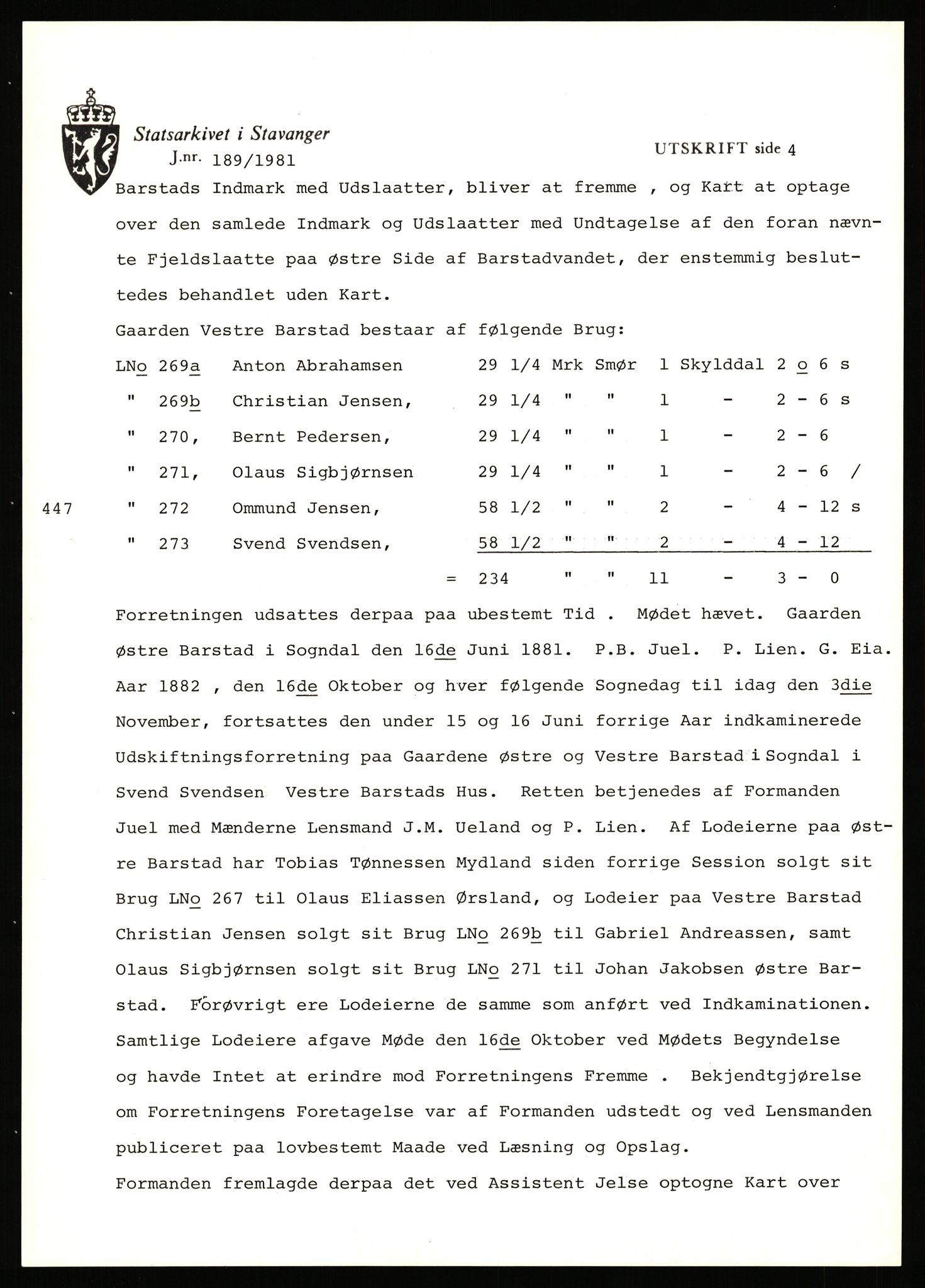 Statsarkivet i Stavanger, AV/SAST-A-101971/03/Y/Yj/L0006: Avskrifter sortert etter gårdsnavn: Bakke - Baustad, 1750-1930, p. 350