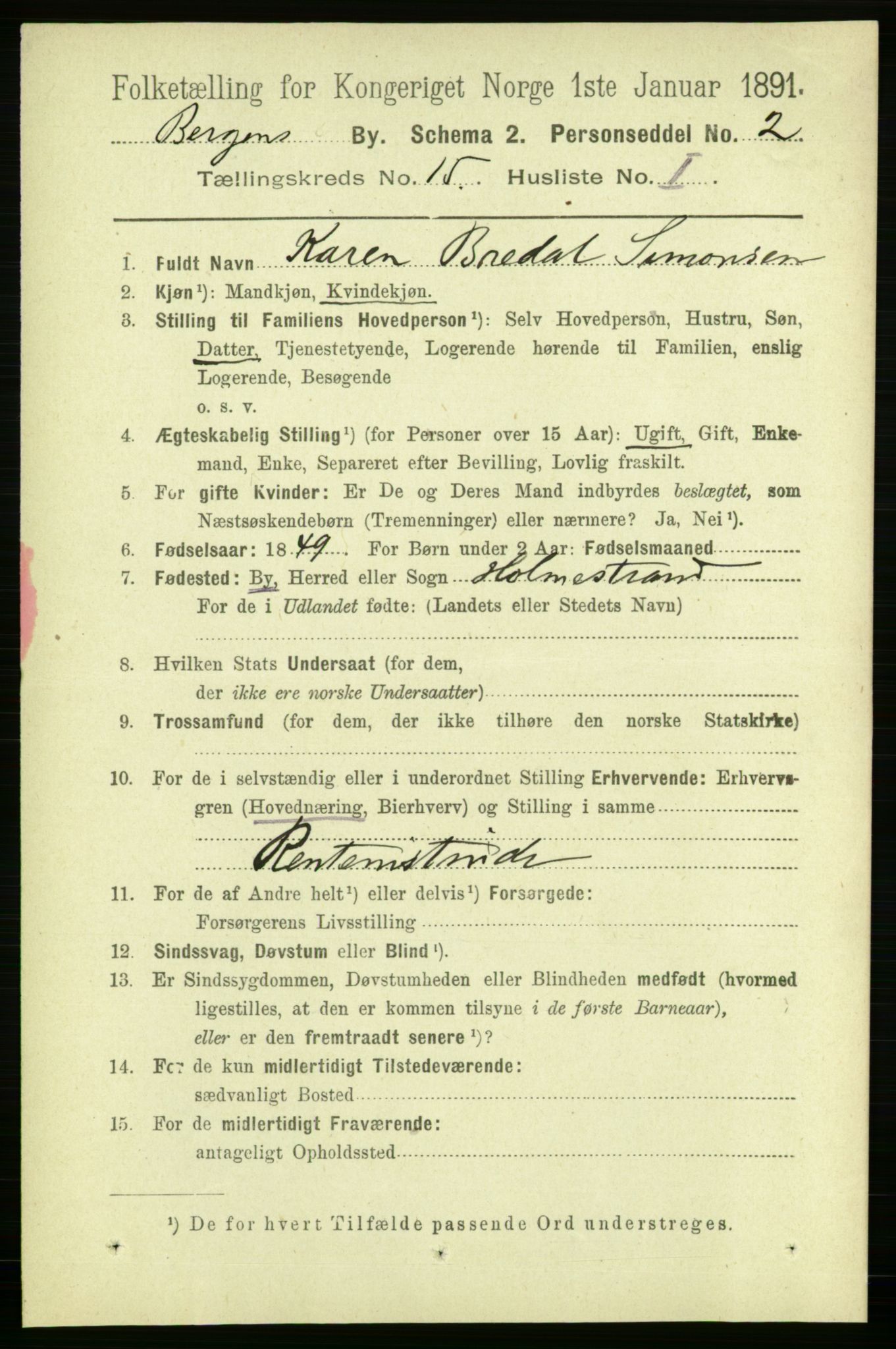 RA, 1891 Census for 1301 Bergen, 1891, p. 24197