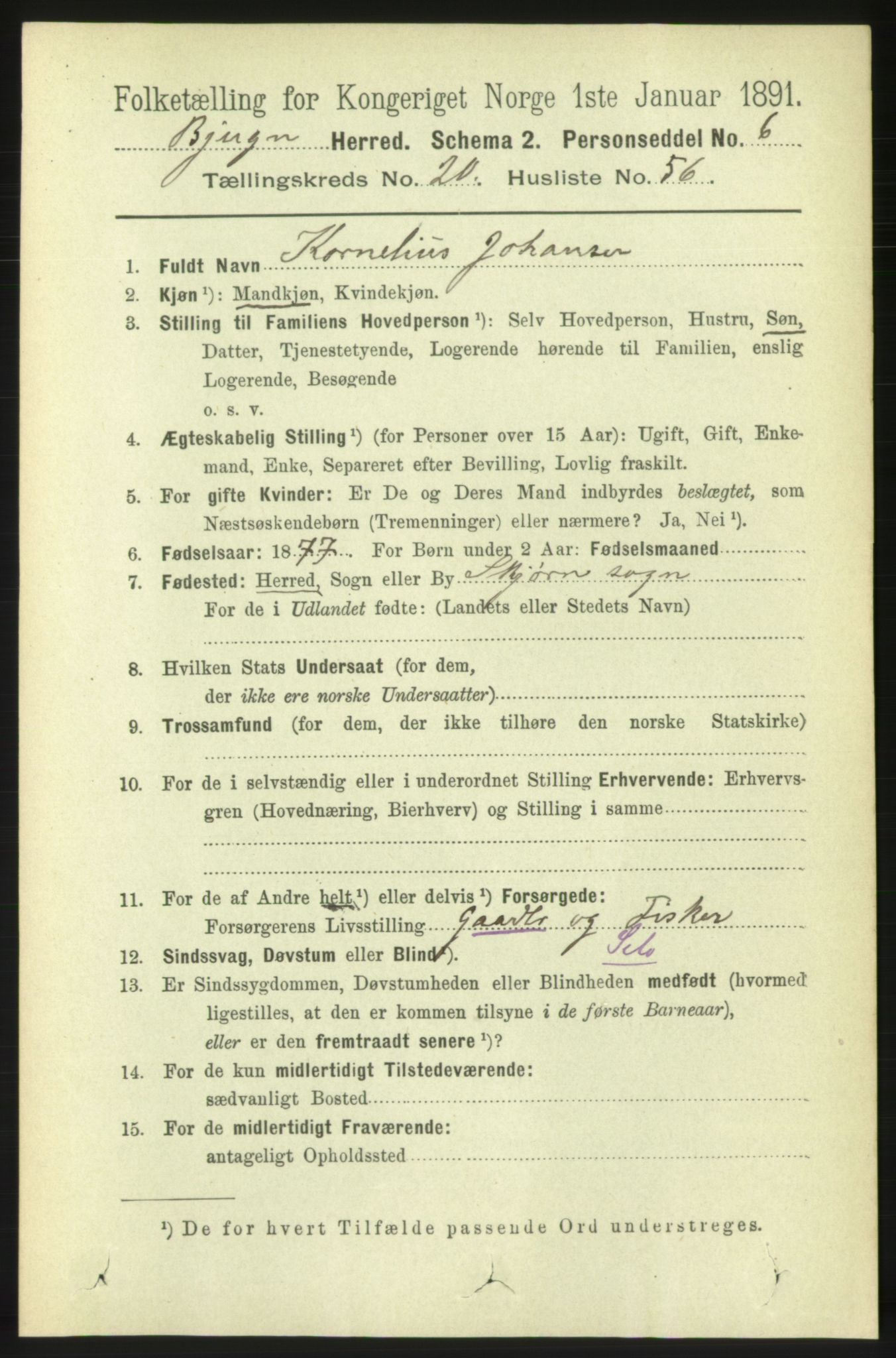 RA, 1891 census for 1627 Bjugn, 1891, p. 5748