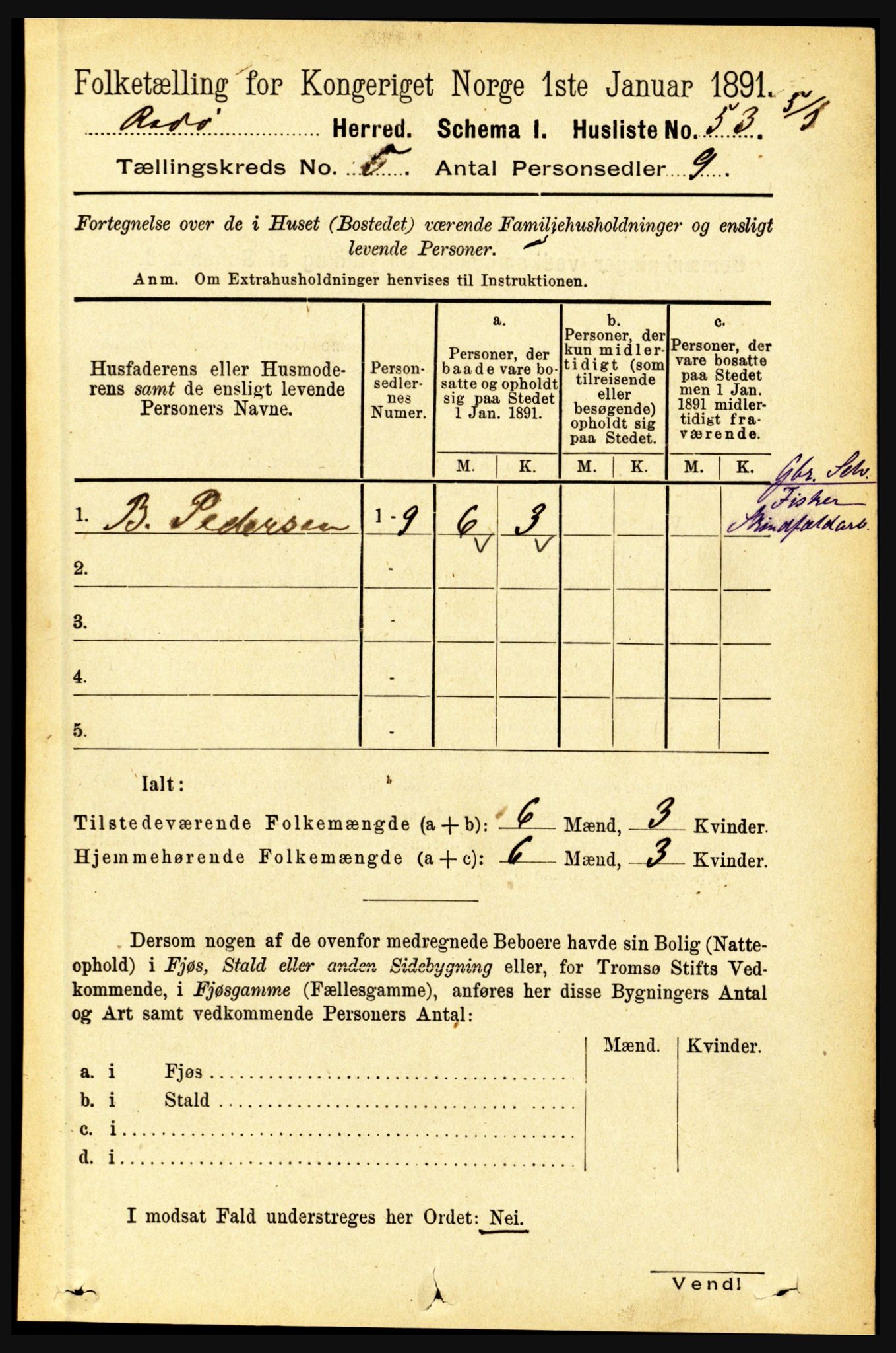 RA, 1891 census for 1836 Rødøy, 1891, p. 2399