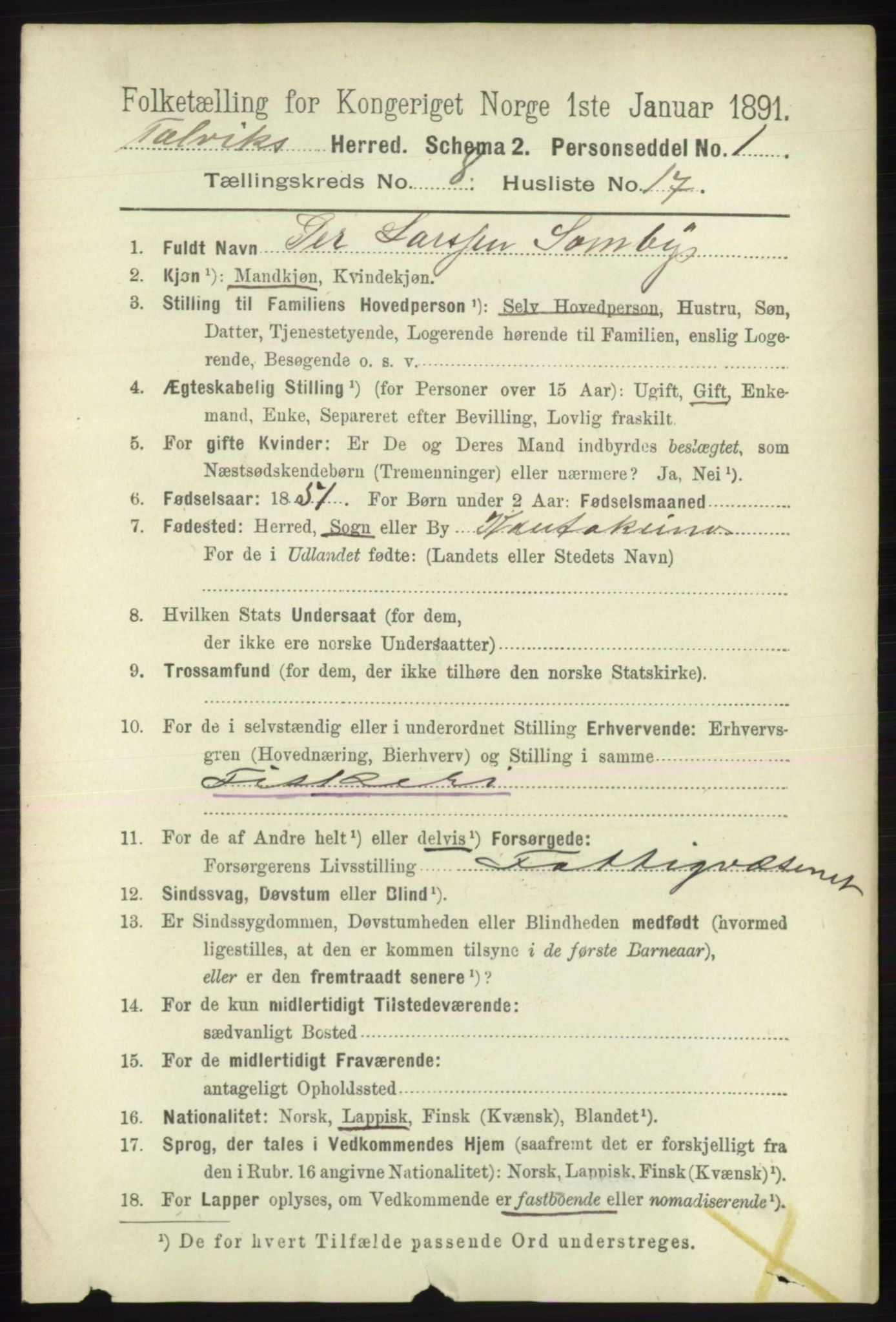 RA, 1891 census for 2013 Talvik, 1891, p. 2135