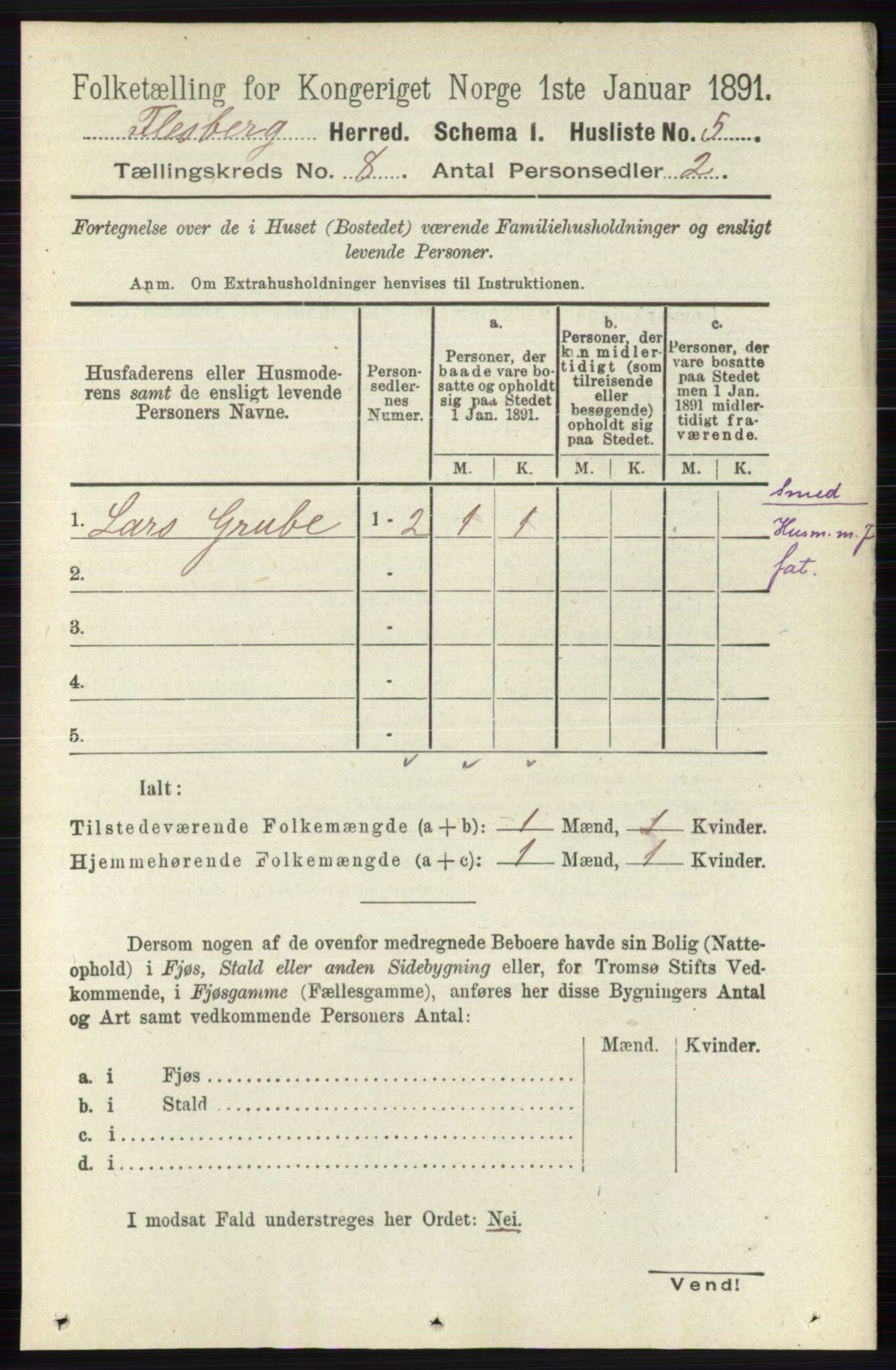 RA, 1891 census for 0631 Flesberg, 1891, p. 1340