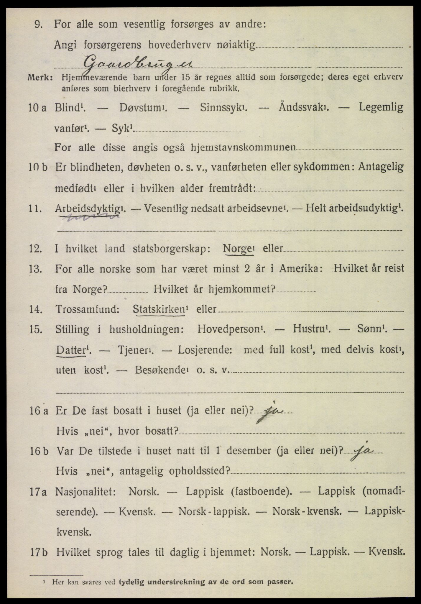 SAT, 1920 census for Fauske, 1920, p. 8375