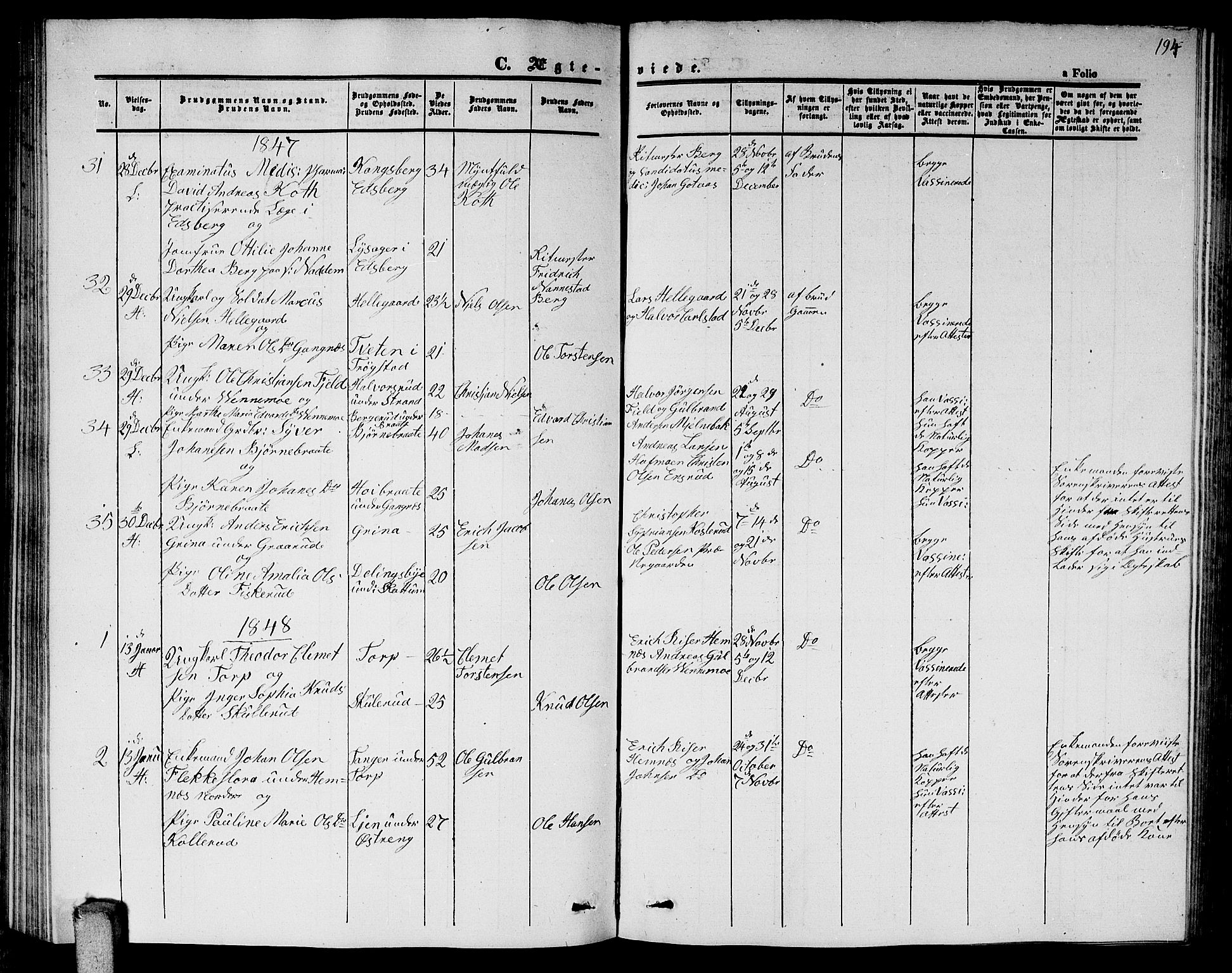 Høland prestekontor Kirkebøker, SAO/A-10346a/G/Ga/L0003: Parish register (copy) no. I 3, 1846-1853, p. 194