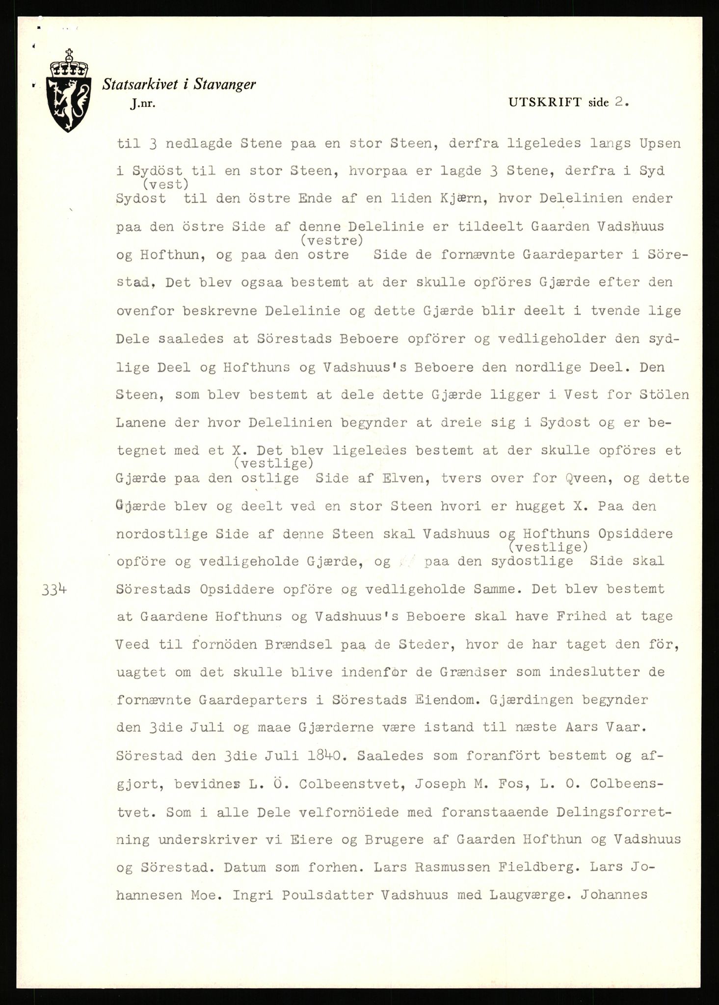 Statsarkivet i Stavanger, AV/SAST-A-101971/03/Y/Yj/L0038: Avskrifter sortert etter gårdsnavn: Hodne - Holte, 1750-1930, p. 105