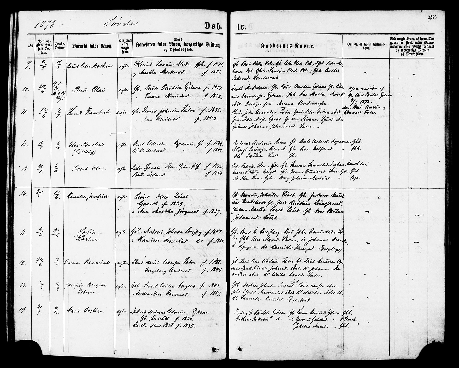 Ministerialprotokoller, klokkerbøker og fødselsregistre - Møre og Romsdal, SAT/A-1454/502/L0024: Parish register (official) no. 502A02, 1873-1884, p. 26