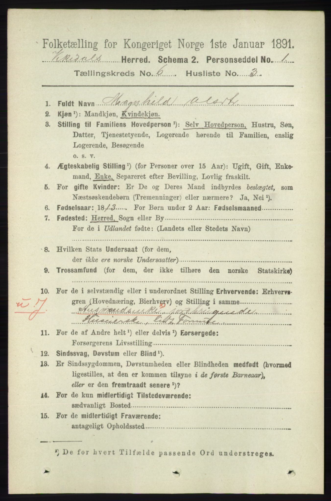 RA, 1891 census for 1157 Vikedal, 1891, p. 1581