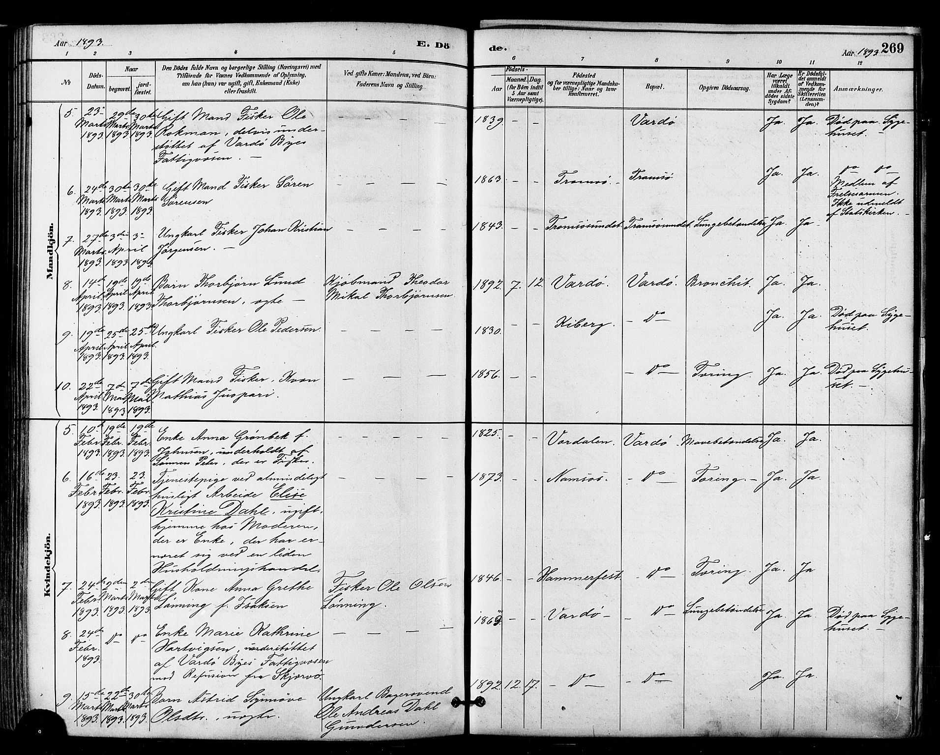 Vardø sokneprestkontor, SATØ/S-1332/H/Ha/L0007kirke: Parish register (official) no. 7, 1886-1897, p. 269