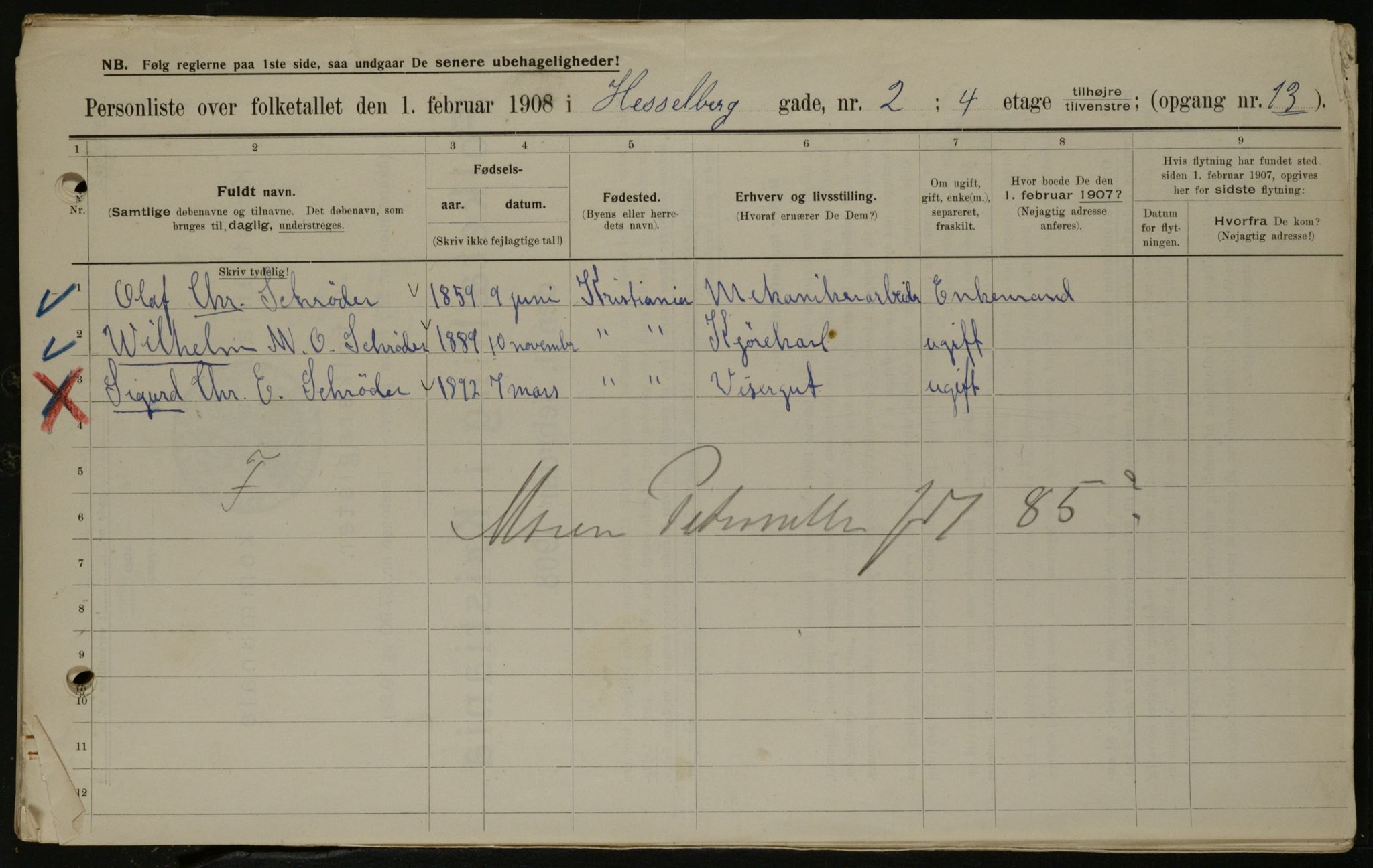 OBA, Municipal Census 1908 for Kristiania, 1908, p. 35849