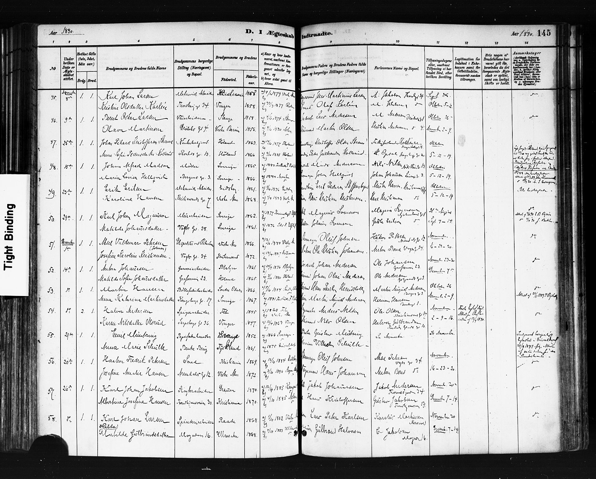 Sagene prestekontor Kirkebøker, SAO/A-10796/F/L0002: Parish register (official) no. 2, 1880-1897, p. 145