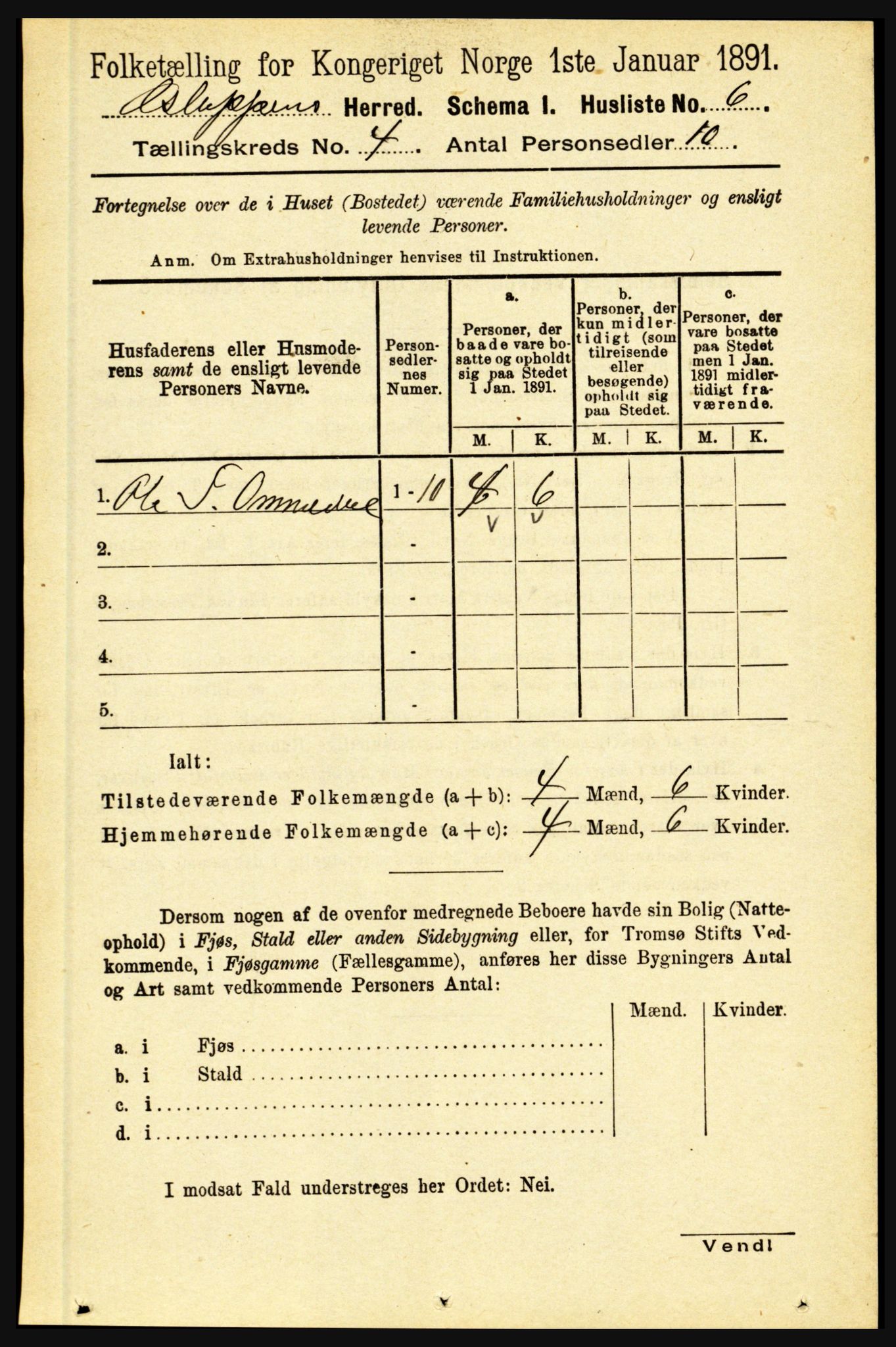 RA, 1891 census for 1445 Gloppen, 1891, p. 1642