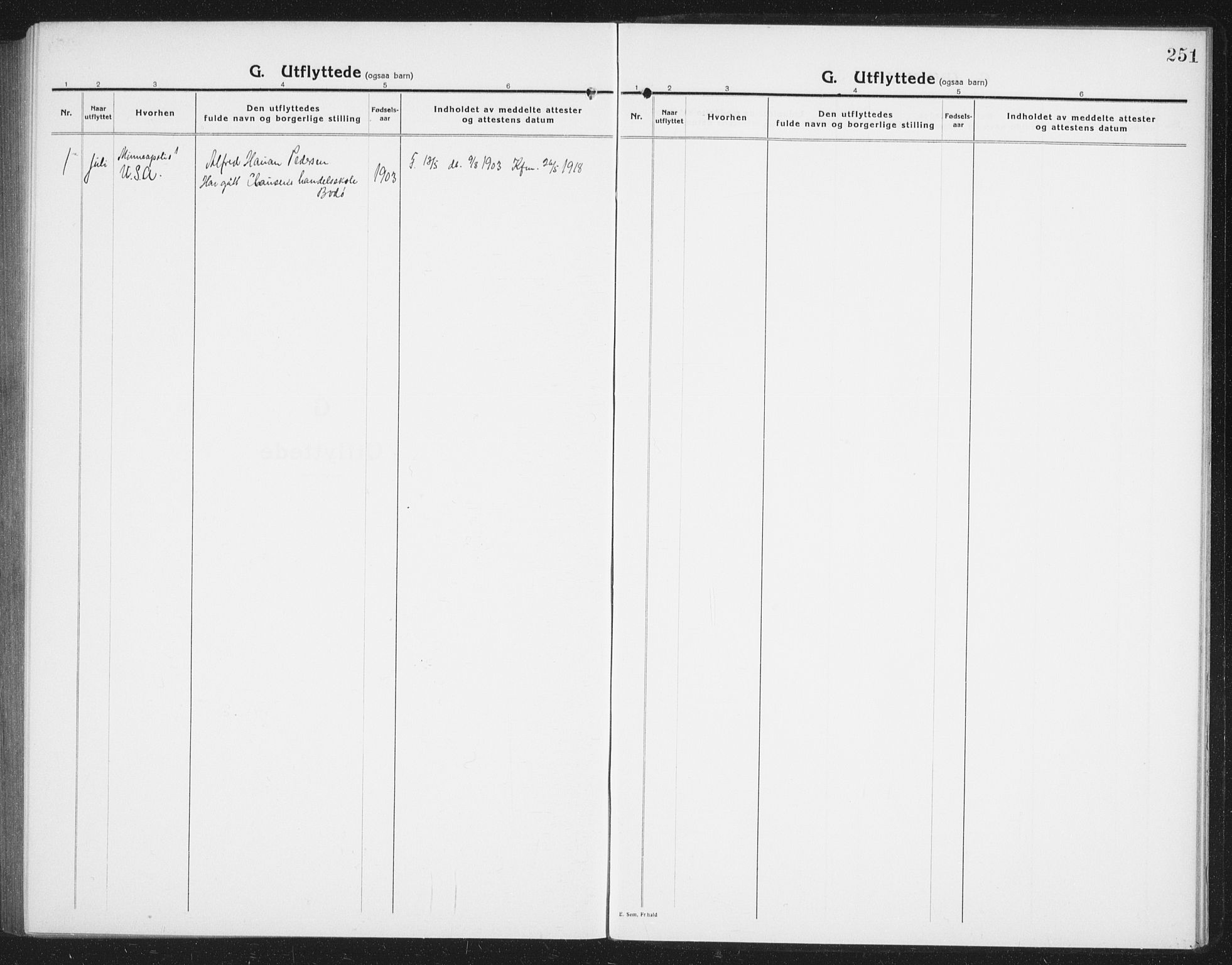 Ministerialprotokoller, klokkerbøker og fødselsregistre - Nordland, AV/SAT-A-1459/855/L0817: Parish register (copy) no. 855C06, 1917-1934, p. 251