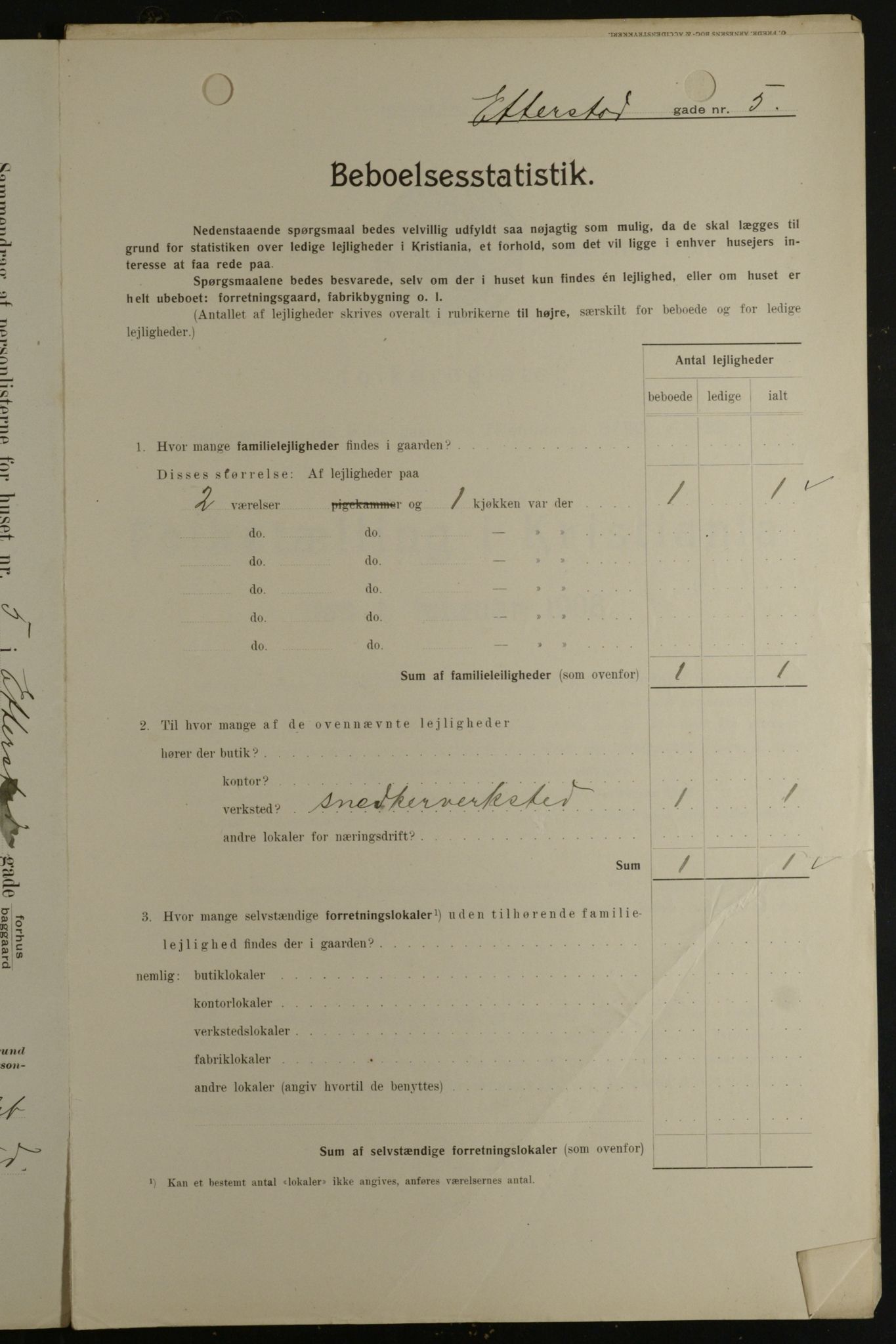 OBA, Municipal Census 1908 for Kristiania, 1908, p. 20365