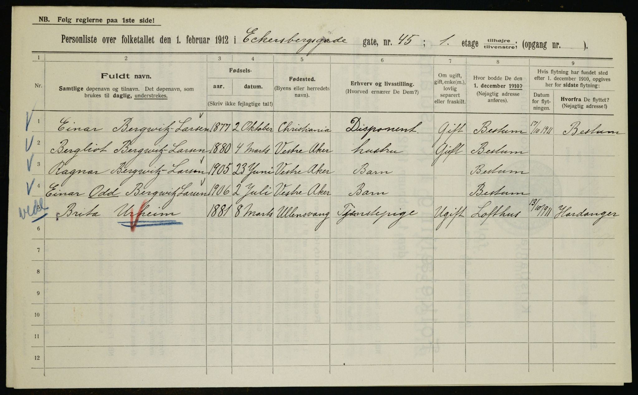 OBA, Municipal Census 1912 for Kristiania, 1912, p. 18616