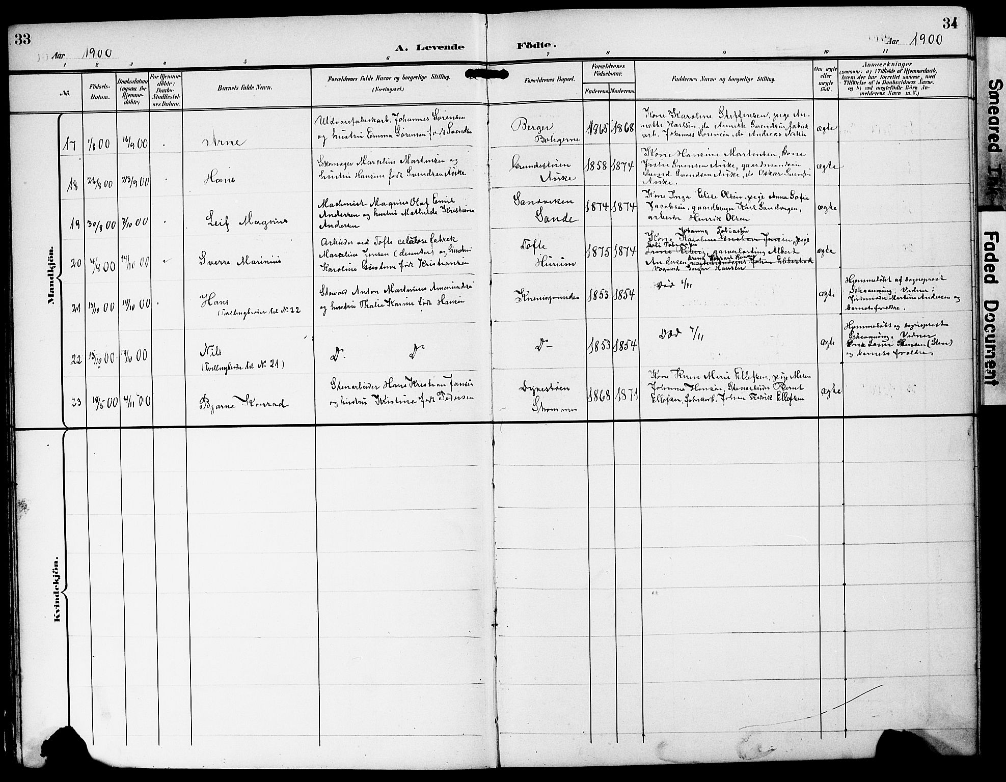 Strømm kirkebøker, AV/SAKO-A-322/G/Ga/L0004: Parish register (copy) no. I 4, 1897-1927, p. 33-34