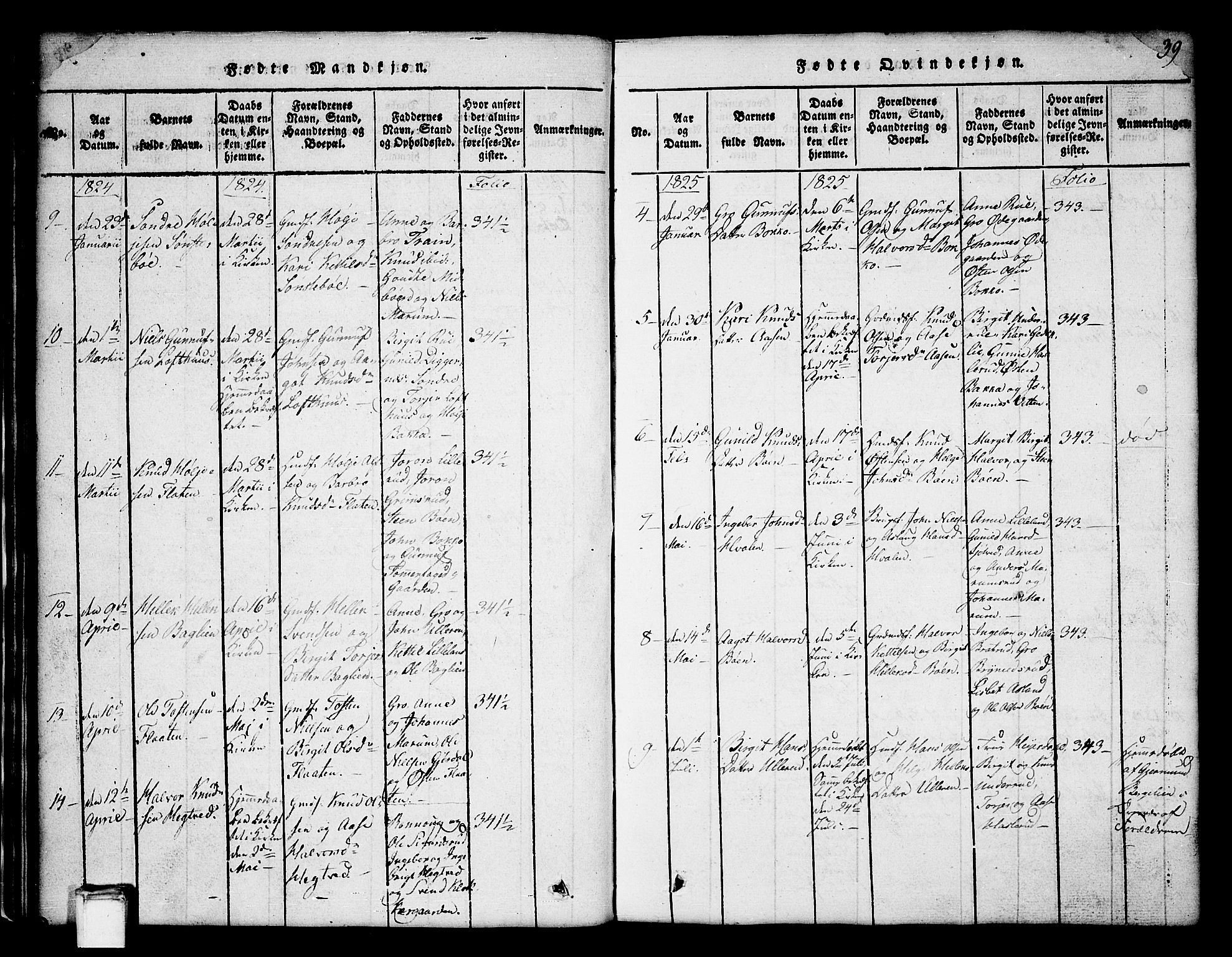 Tinn kirkebøker, SAKO/A-308/G/Ga/L0001: Parish register (copy) no. I 1, 1815-1850, p. 39