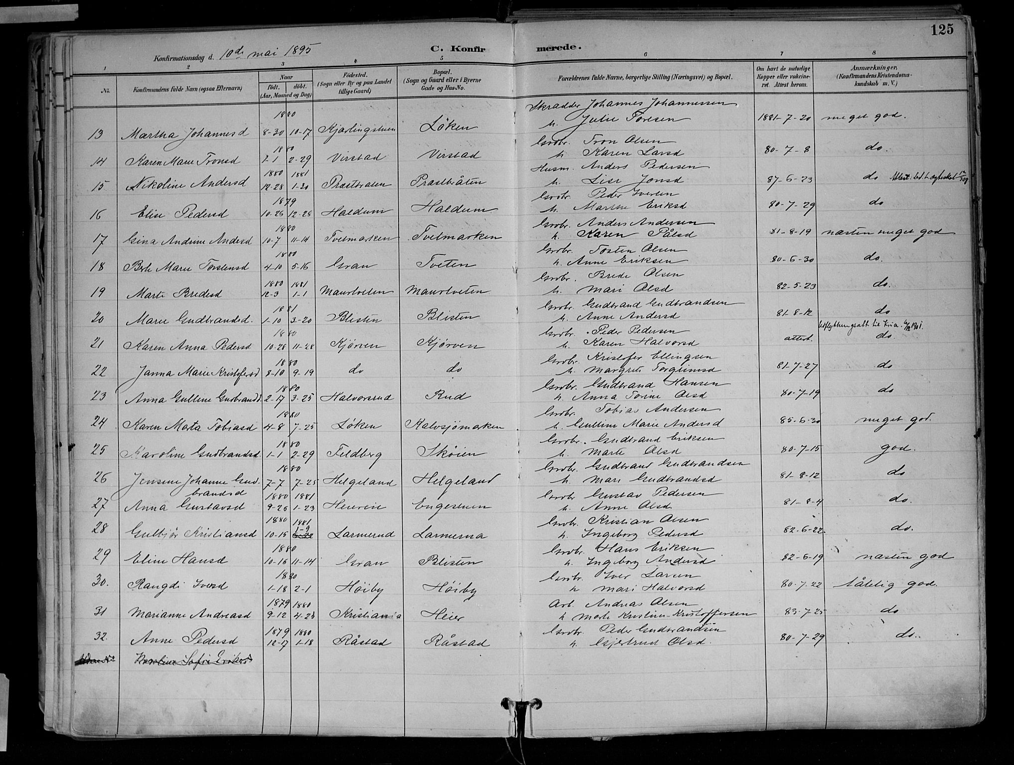 Jevnaker prestekontor, SAH/PREST-116/H/Ha/Haa/L0010: Parish register (official) no. 10, 1891-1906, p. 125