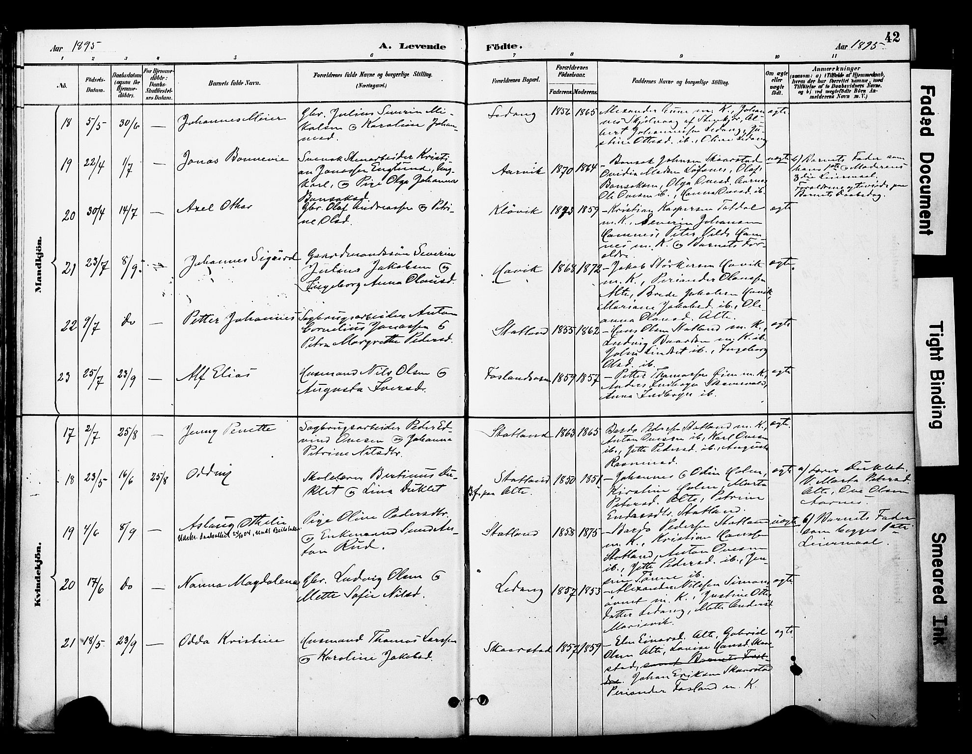 Ministerialprotokoller, klokkerbøker og fødselsregistre - Nord-Trøndelag, AV/SAT-A-1458/774/L0628: Parish register (official) no. 774A02, 1887-1903, p. 42