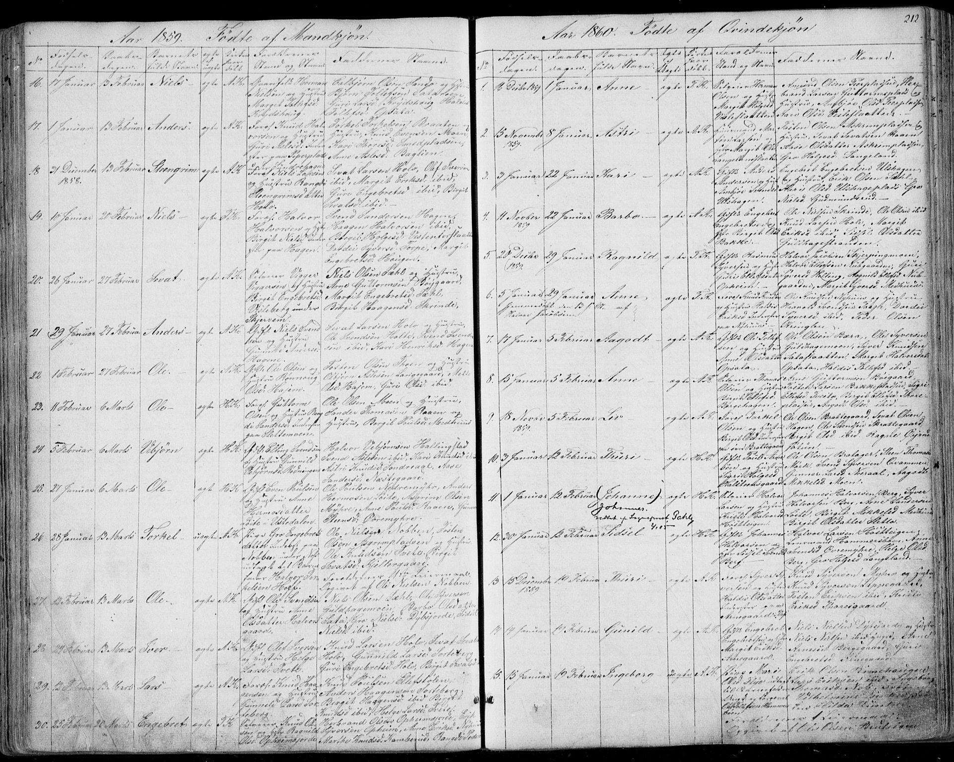 Ål kirkebøker, SAKO/A-249/F/Fa/L0006: Parish register (official) no. I 6, 1849-1864, p. 212