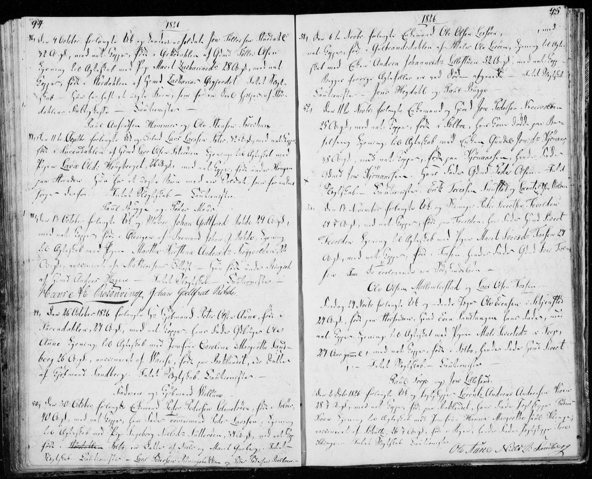 Ministerialprotokoller, klokkerbøker og fødselsregistre - Sør-Trøndelag, SAT/A-1456/606/L0295: Banns register no. 606A10, 1815-1833, p. 94-95