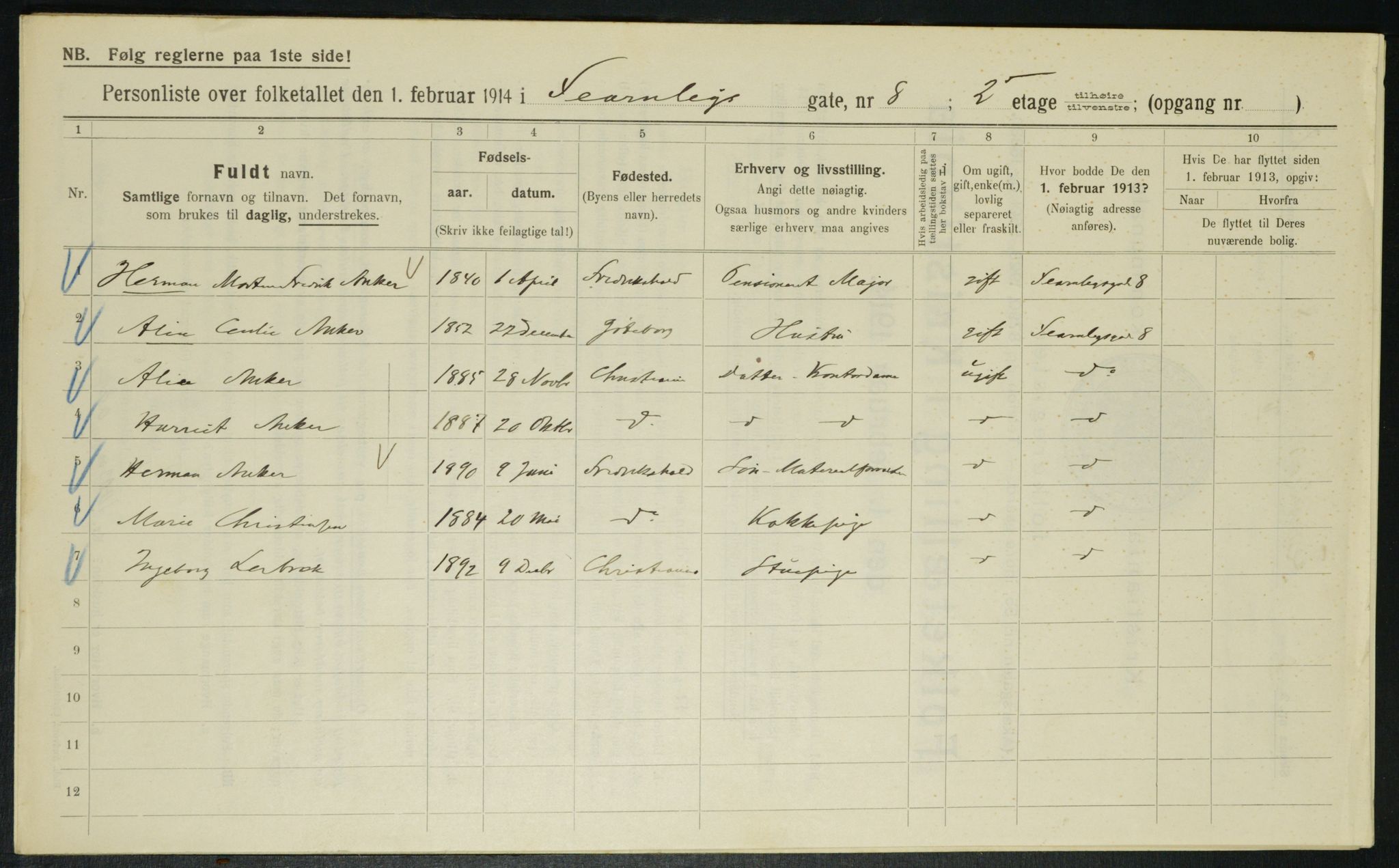 OBA, Municipal Census 1914 for Kristiania, 1914, p. 24120