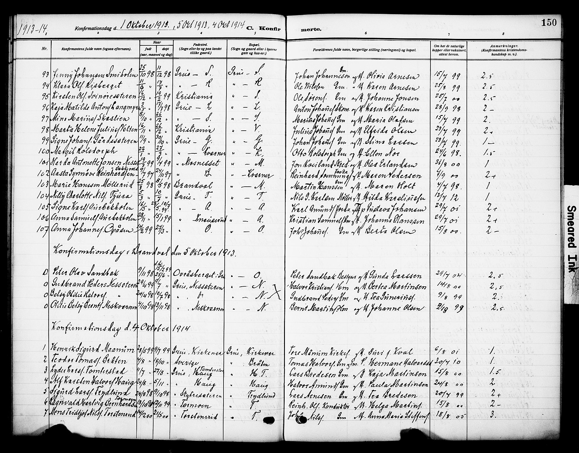 Grue prestekontor, AV/SAH-PREST-036/H/Ha/Haa/L0015: Parish register (official) no. 15, 1911-1922, p. 150