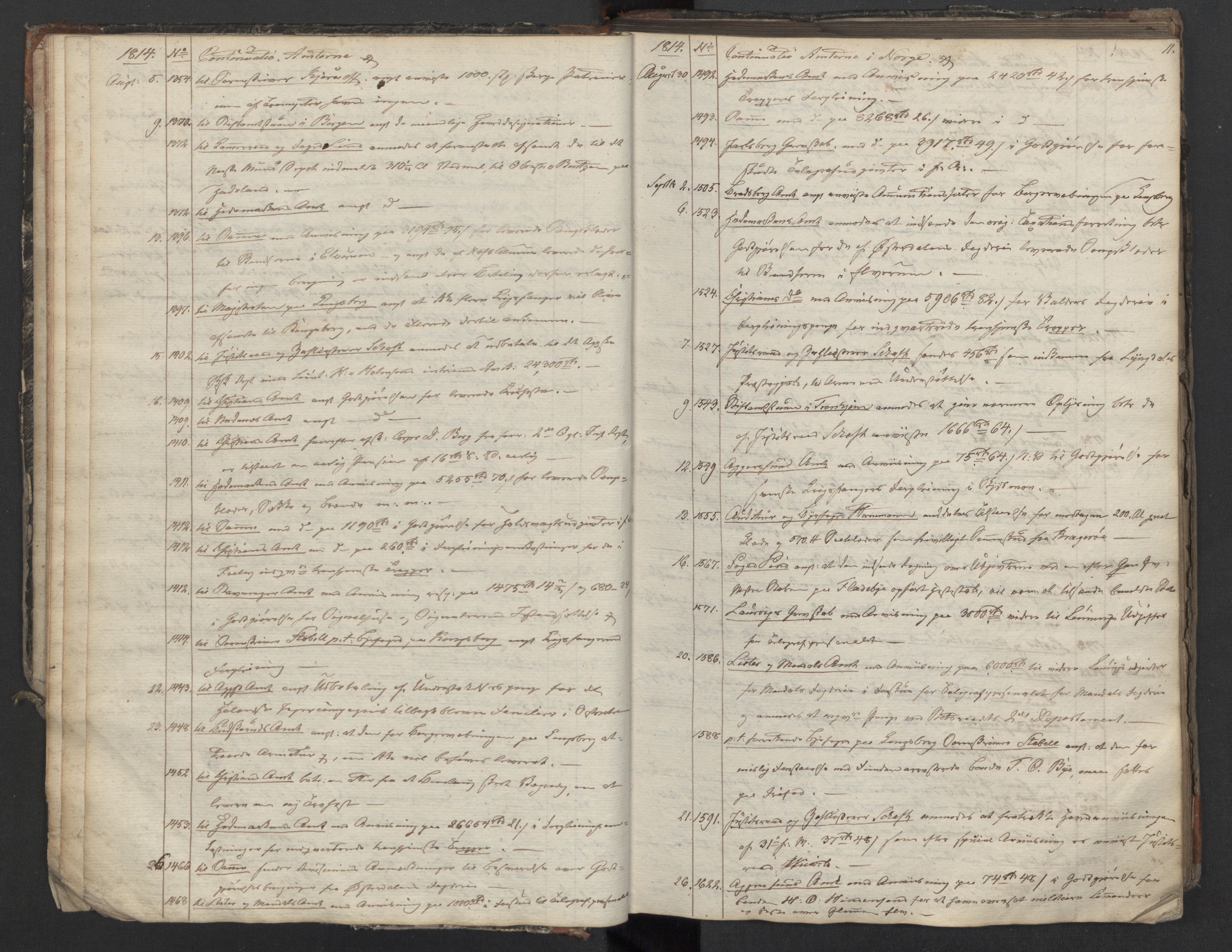 Generalitets- og kommissariatskollegiet, Det kongelige norske kommissariatskollegium, AV/RA-EA-5420/B/L0127b: Kommissariatskollegiets register over utgående brev, 1814-1815, p. 11